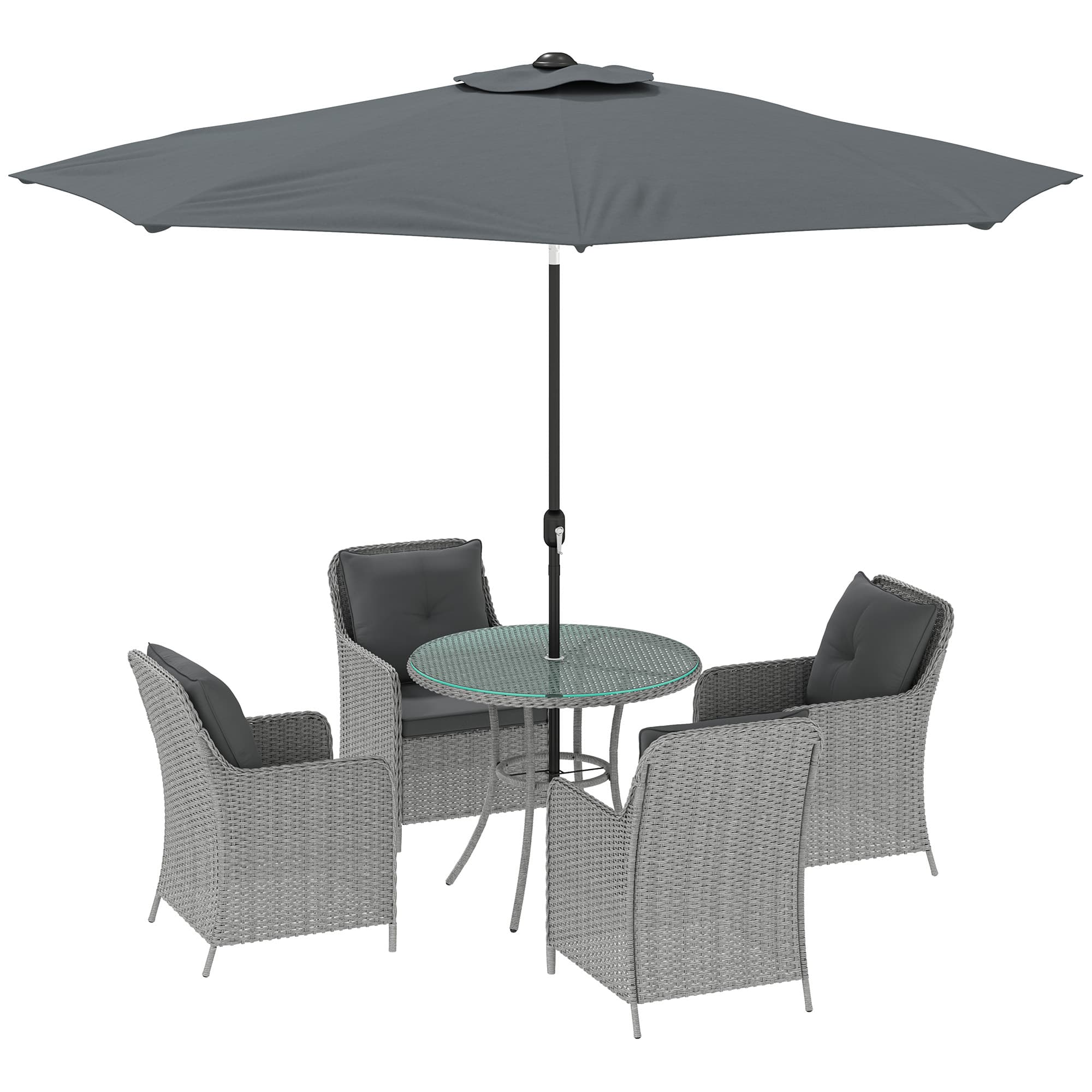 Transform Your Garden with this 4-Seater Rattan Dining Set - Light Grey