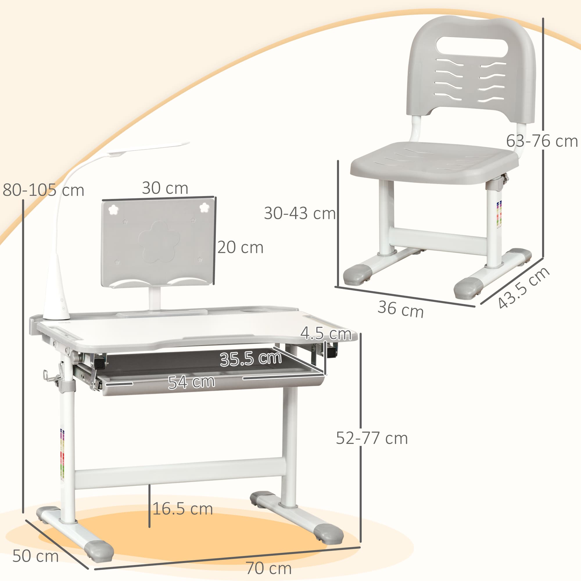 Ergonomic Grey Kids Study Desk and Chair Set for Growing Minds - image 1