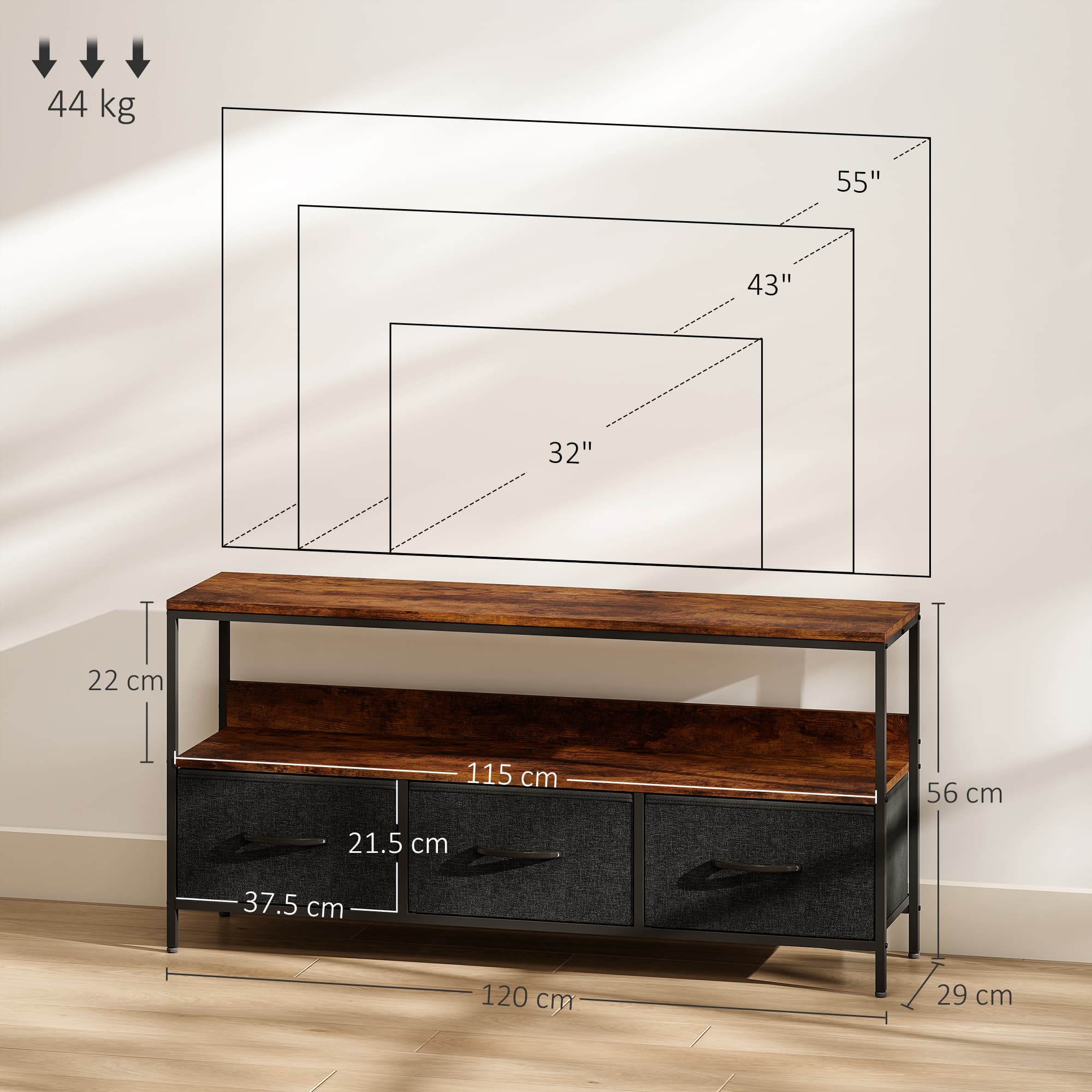 Rustic Brown TV Stand with Intelligent Foldable Storage - image 3