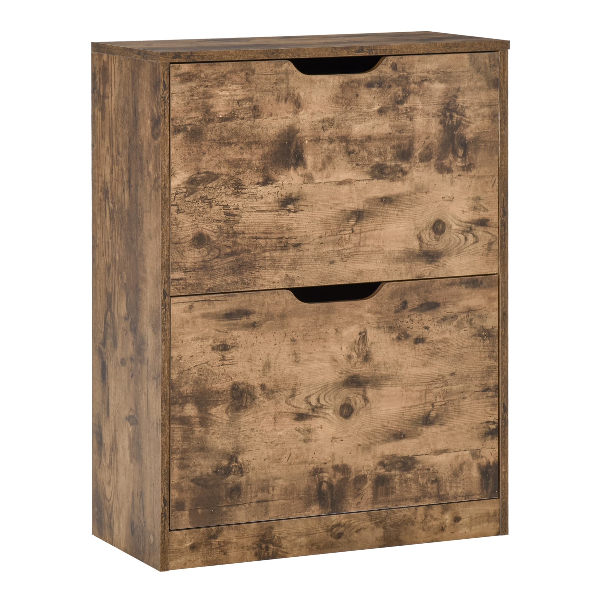 Effortless Hallway Organisation: Slim Rustic Shoe Cabinet - Rustic Brown