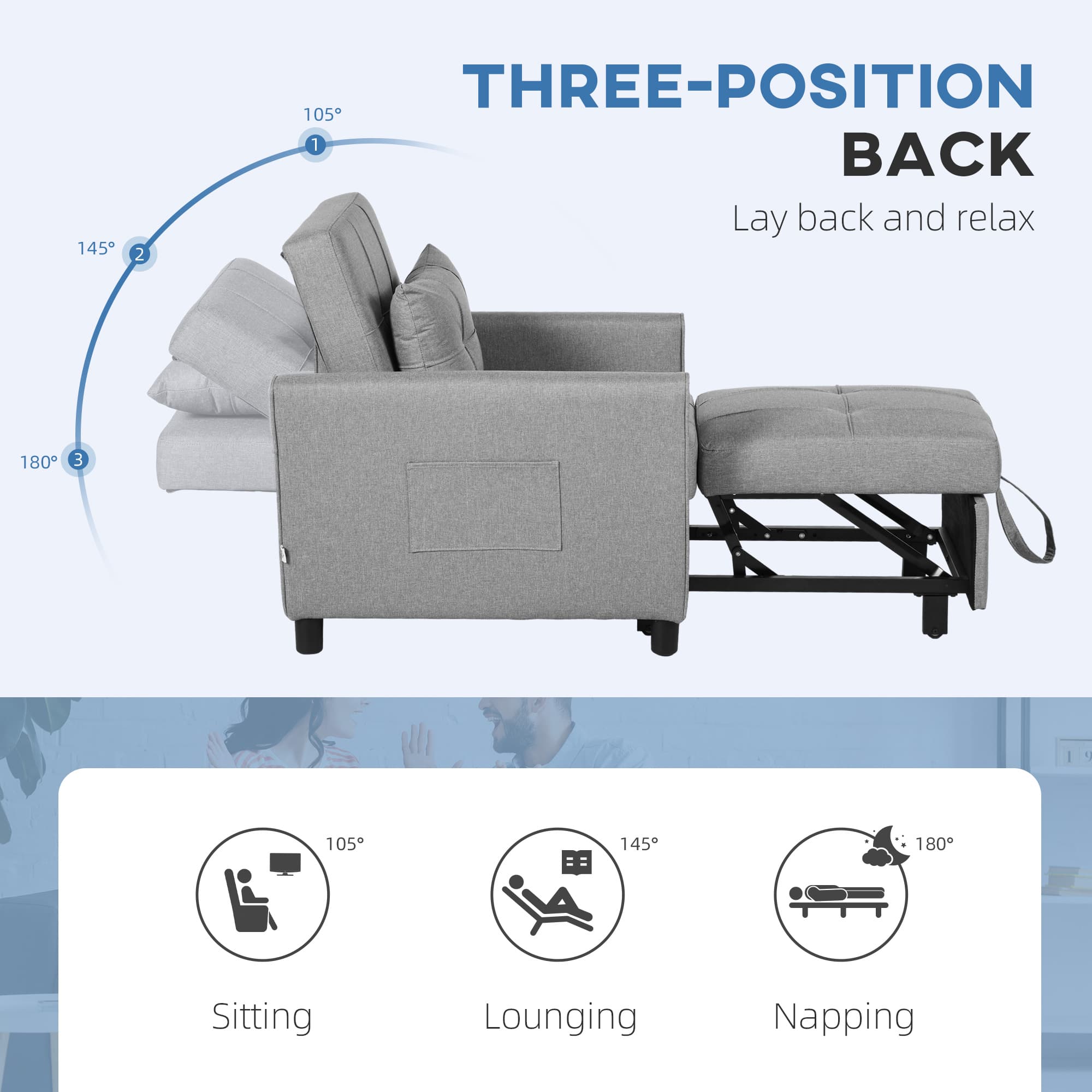Transform Your Space with this Light Grey Chair Bed - image 4