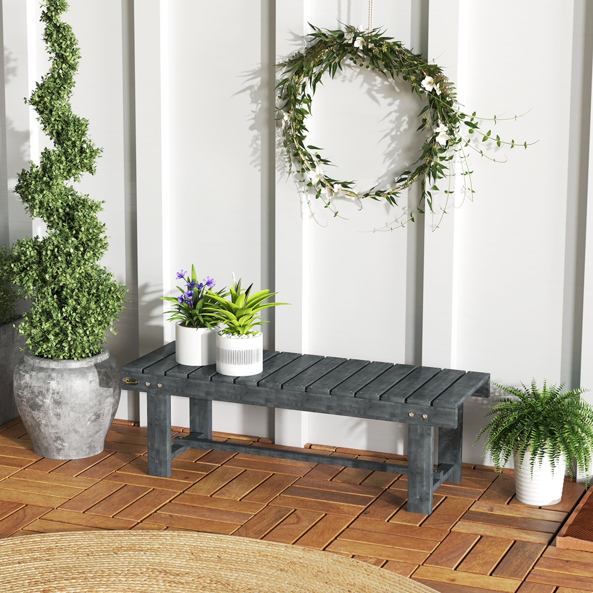 Transform Your Outdoor Space with this Grey Wooden Bench - image 3
