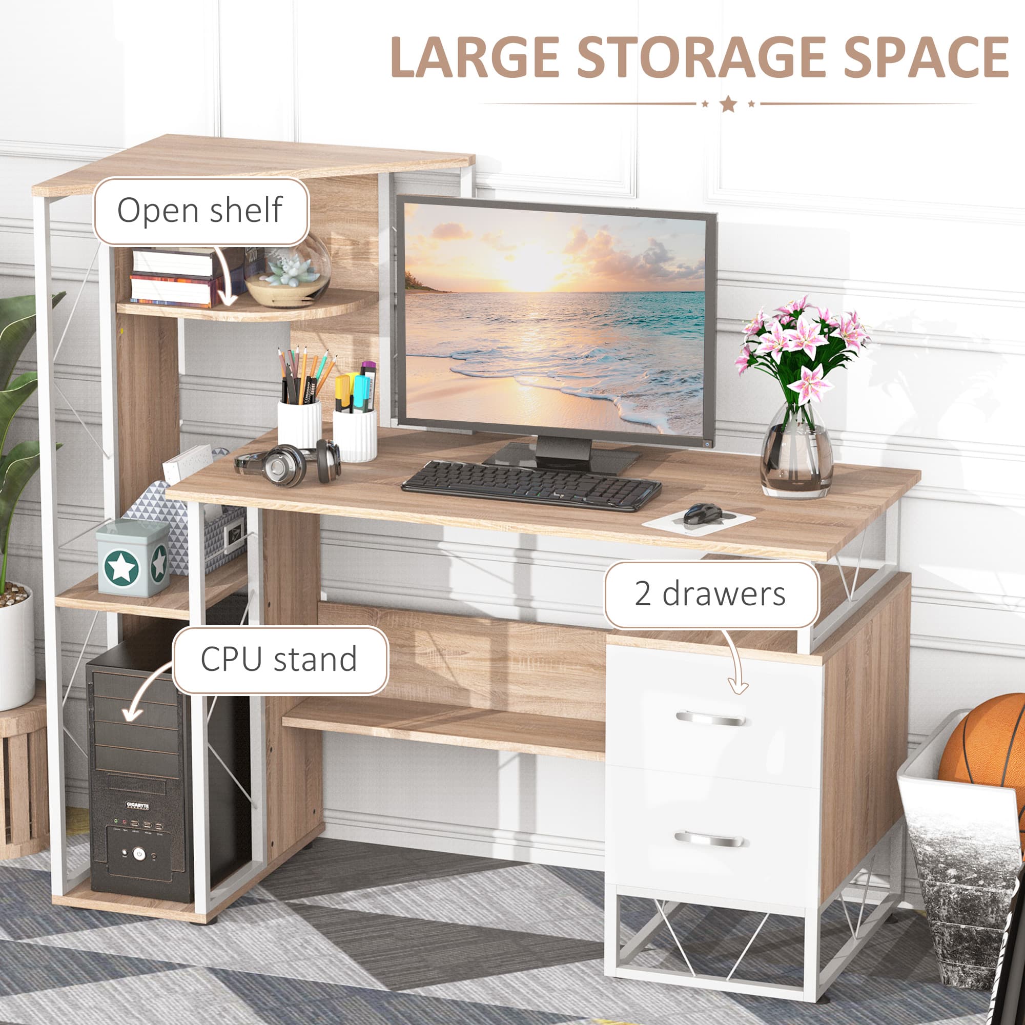 Transform Your Workspace with this Oak Desk & Bookshelf - image 3