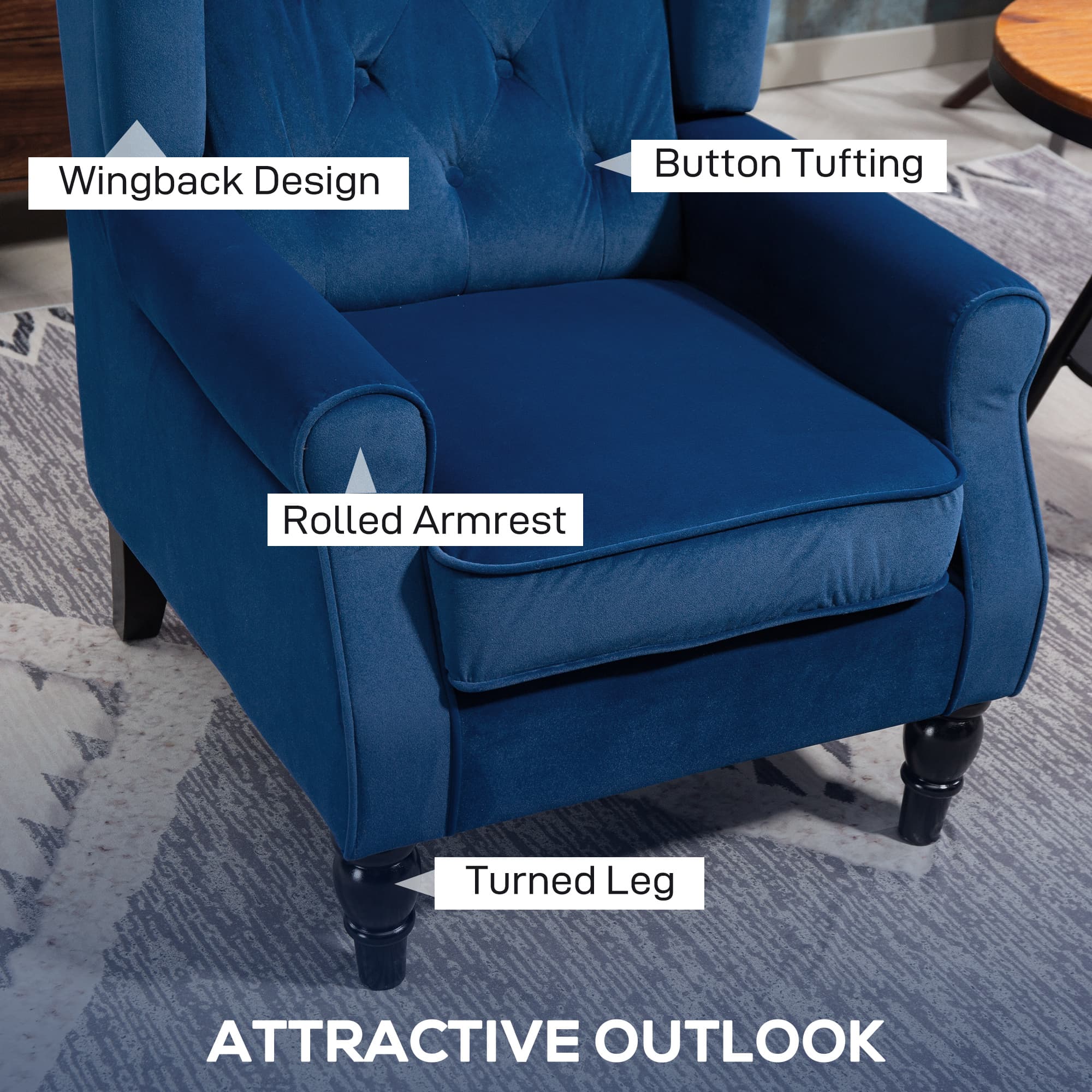 Discover Timeless Comfort with this Blue Wingback Chair - image 5
