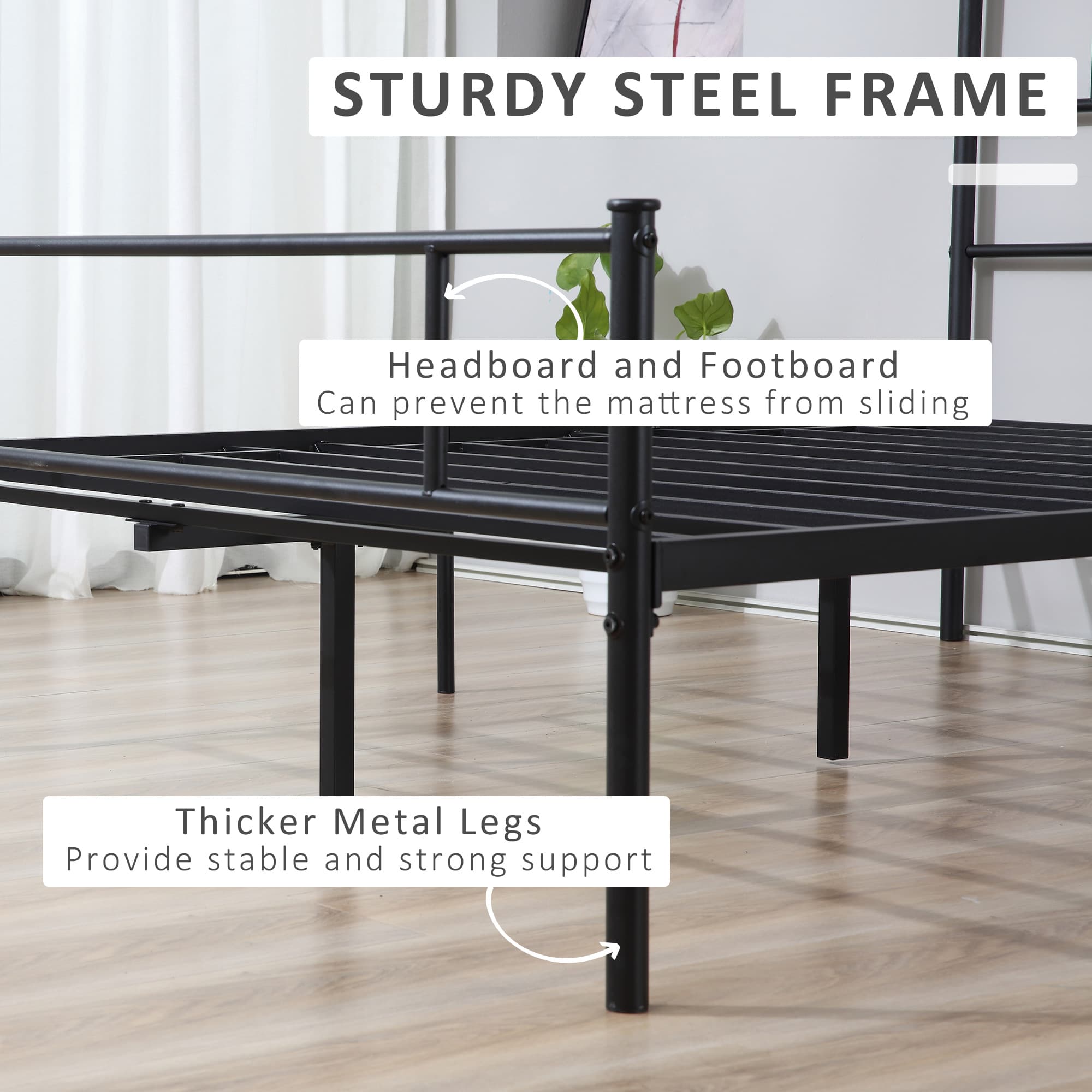 Minimalist Black Metal King Bed Frame With Clever Storage - image 5