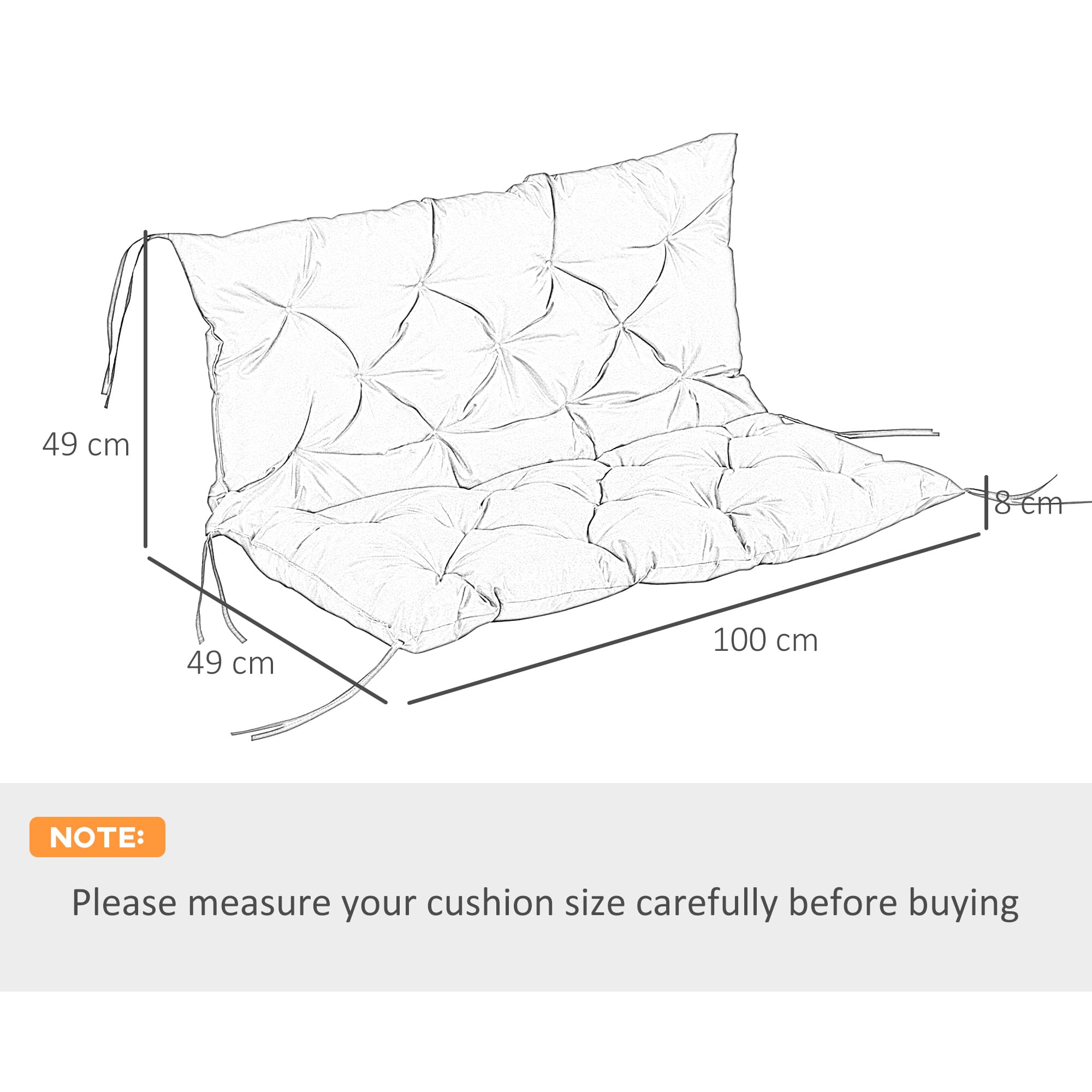 Black Tufted Bench Cushion with Back for Two, 98 x 100 cm - image 9