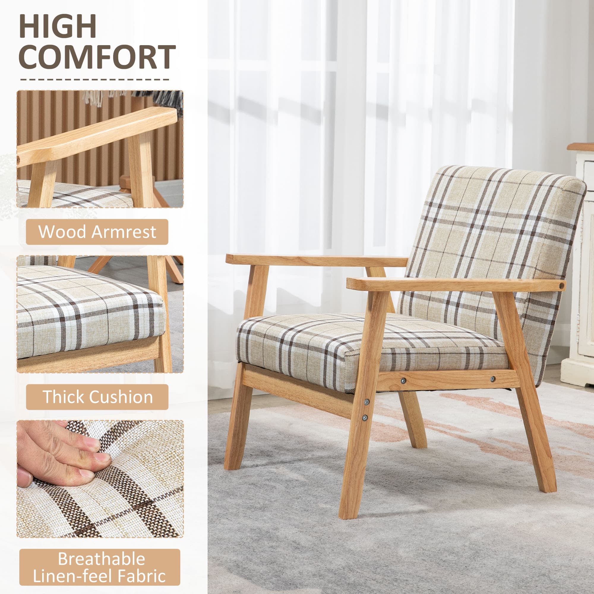 Discover Premium Comfort with this Beige Linen Armchair - image 2