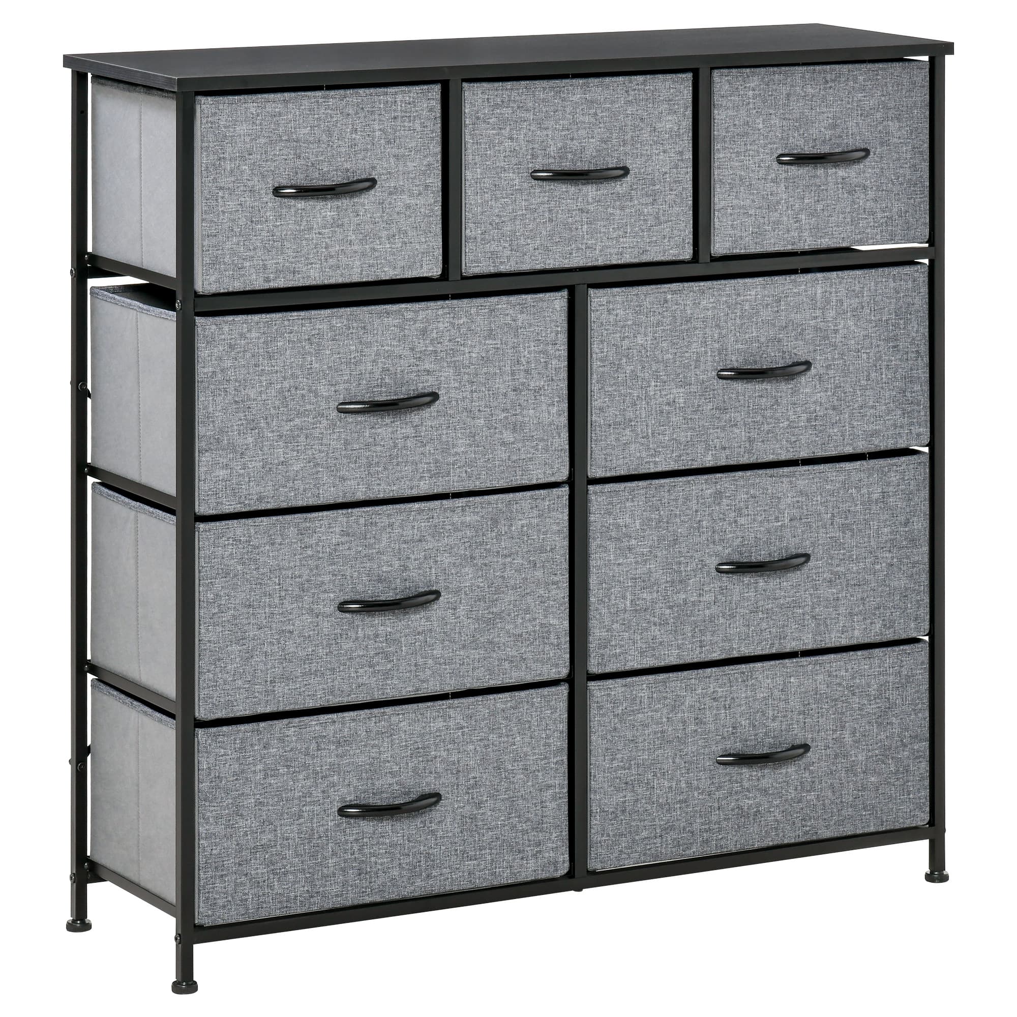 Transform Your Bedroom with this Grey 9-Drawer Dresser - Black Grey
