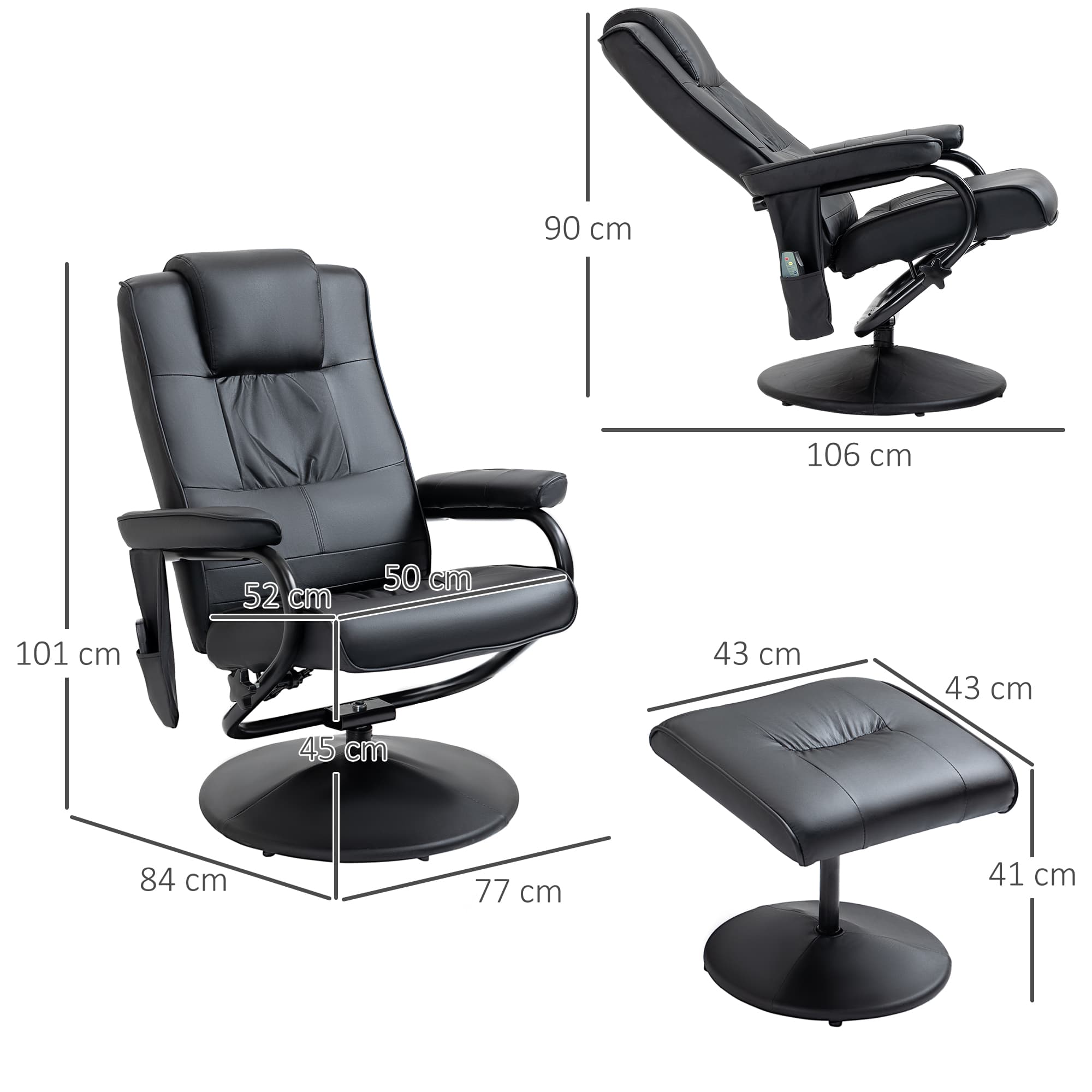 Transform Your Rest with this Black Massage Recliner & Footstool - image 4