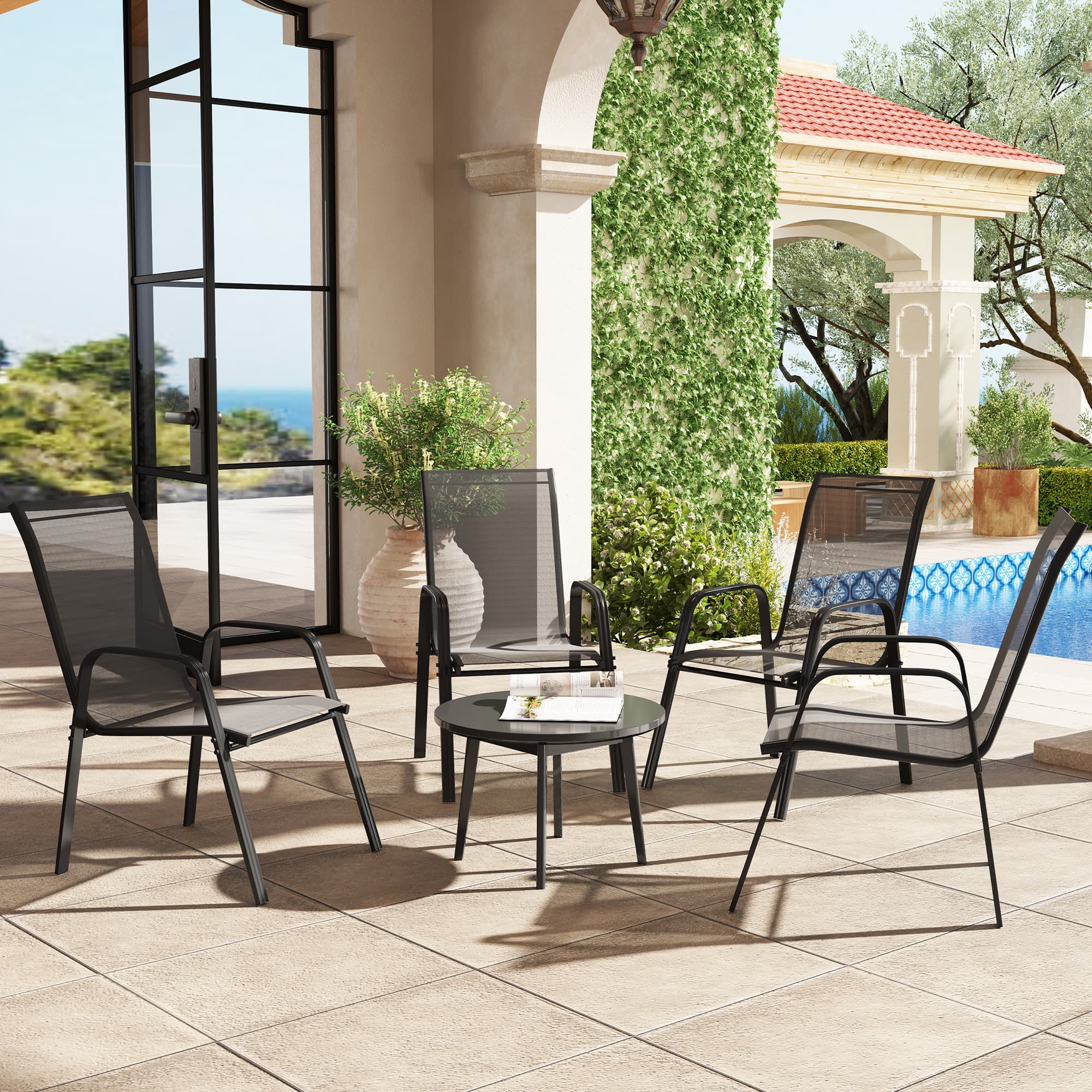Transform Your Patio with this Set of 4 Mesh Garden Chairs - image 2