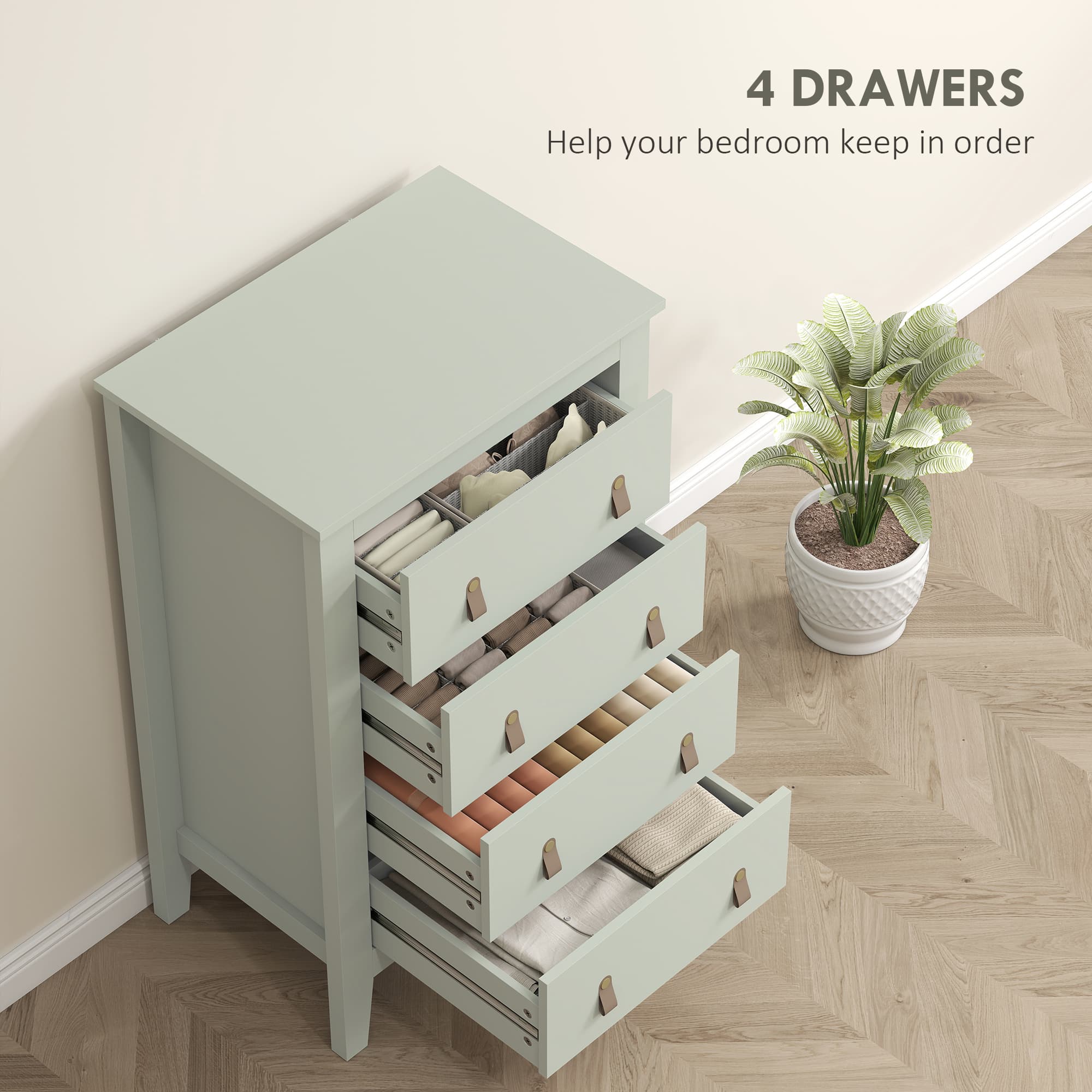 Transform Your Bedroom with this Modern Green 4-Drawer Chest - image 3