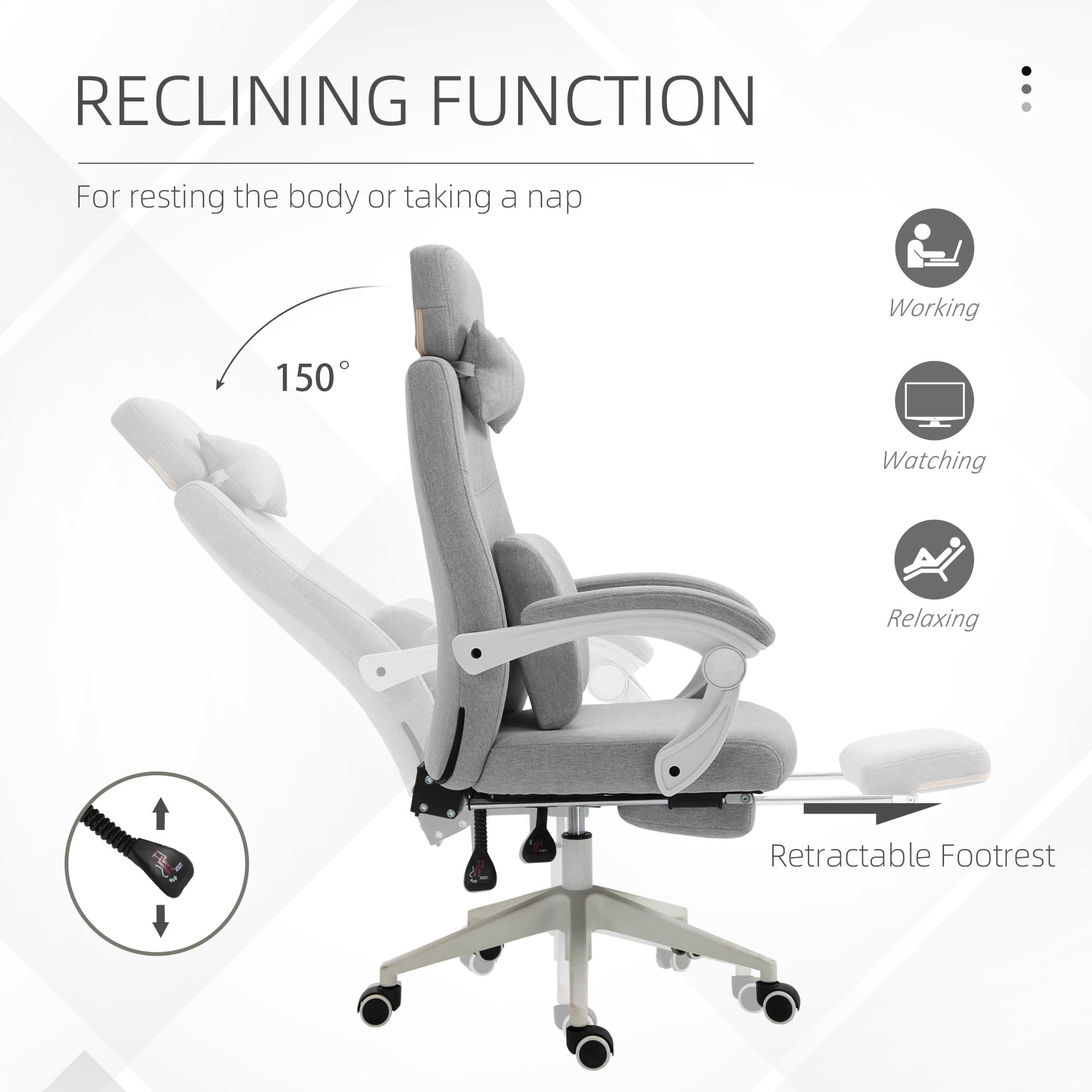Ergonomic Grey Office Chair with 160° Recline & Footrest - image 5