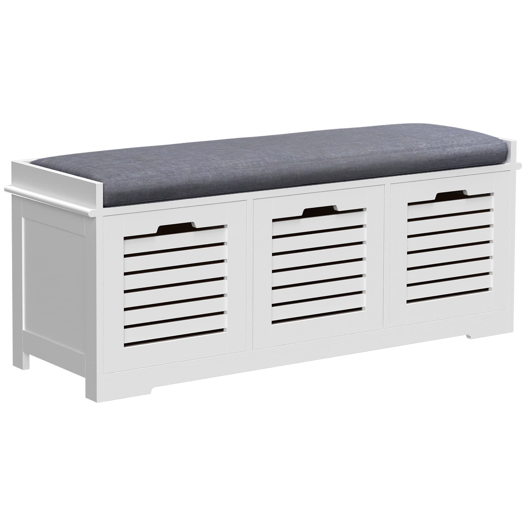 Transform Your Hallway with this White Shoe Storage Bench - Grey