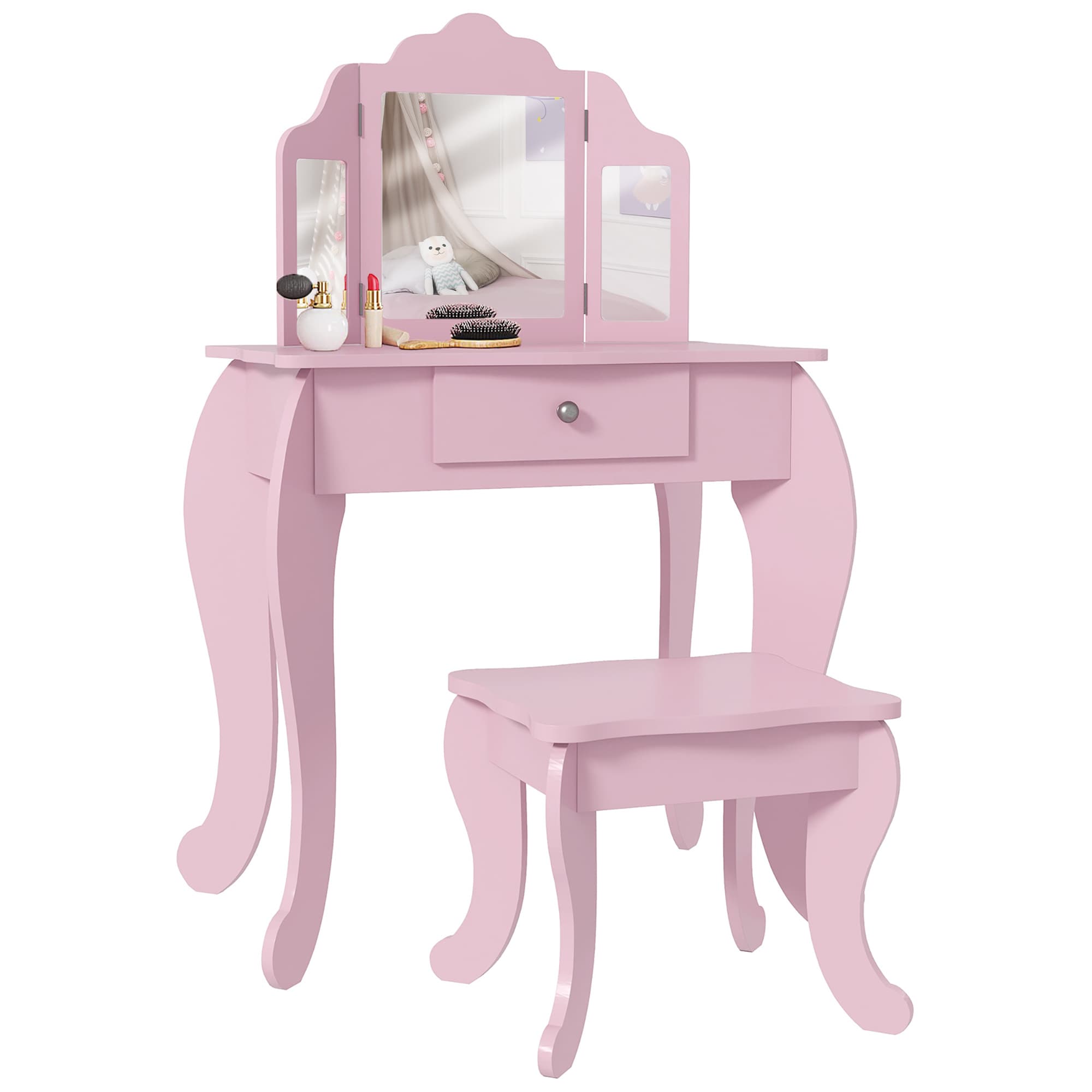 Transform Their Space with this Pink Kids Vanity Set - Pink
