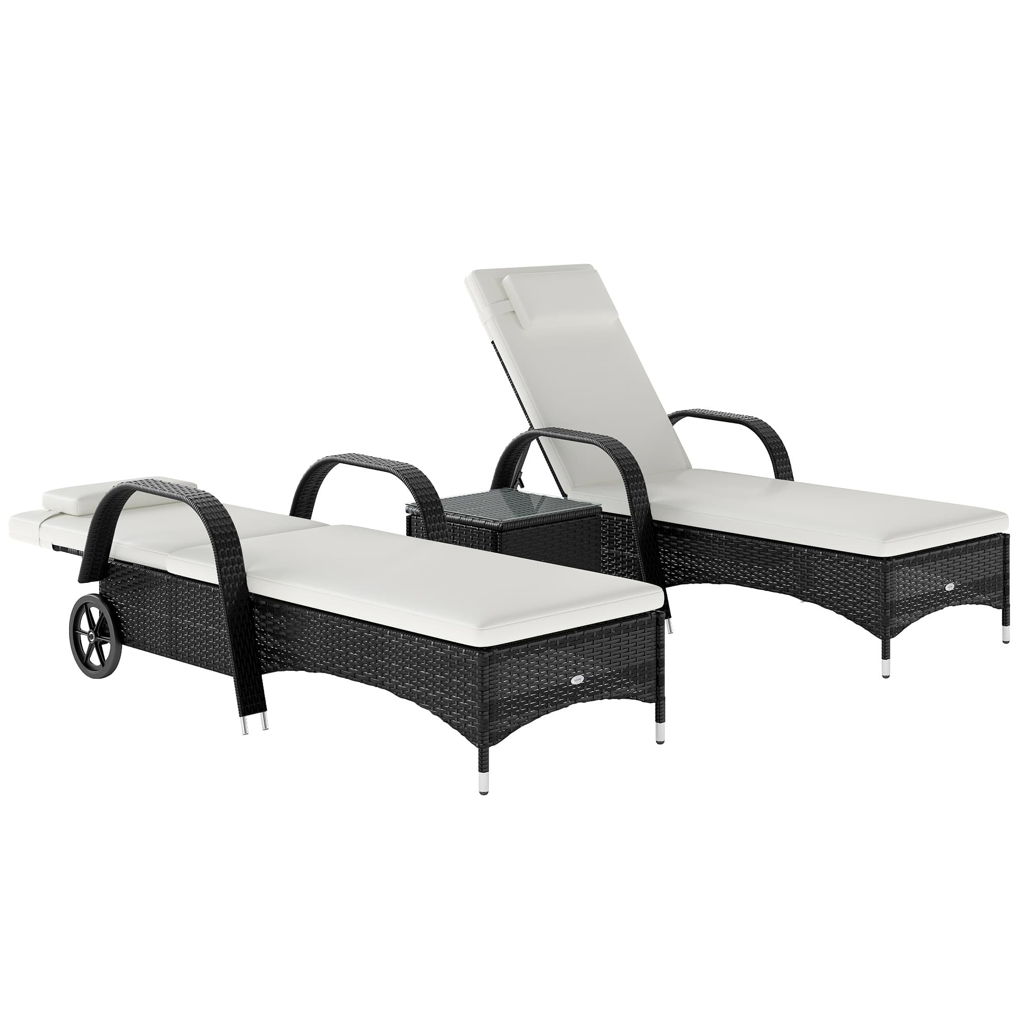 Transform Your Garden with this Black Rattan Lounger Set - Black