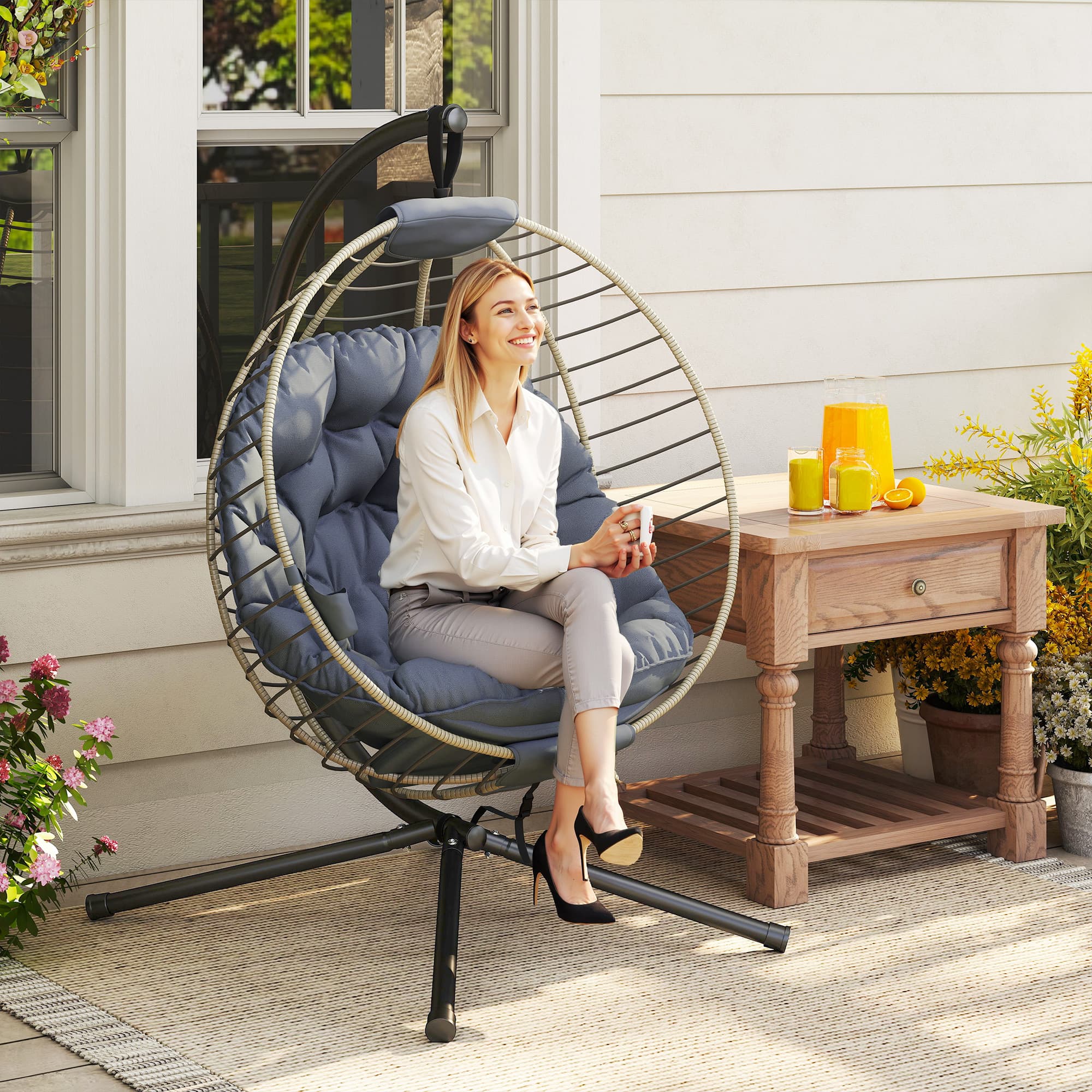 Transform Your Garden with this Grey Rattan Swing Chair - image 4