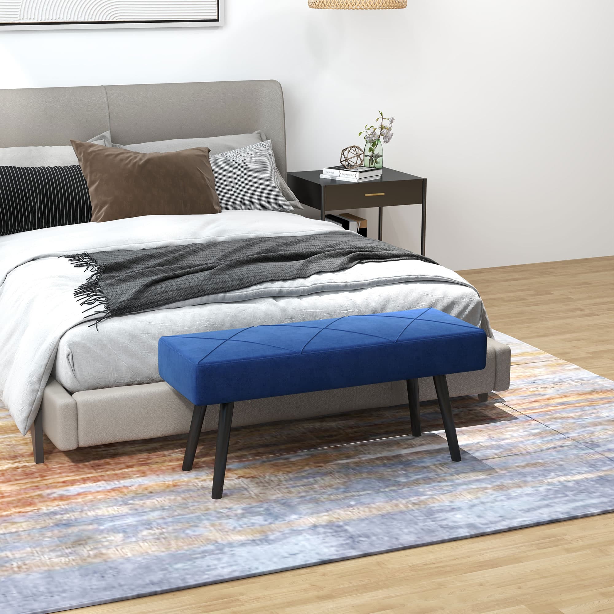 Luxurious Blue Velvet Hallway & End of Bed Bench - image 5