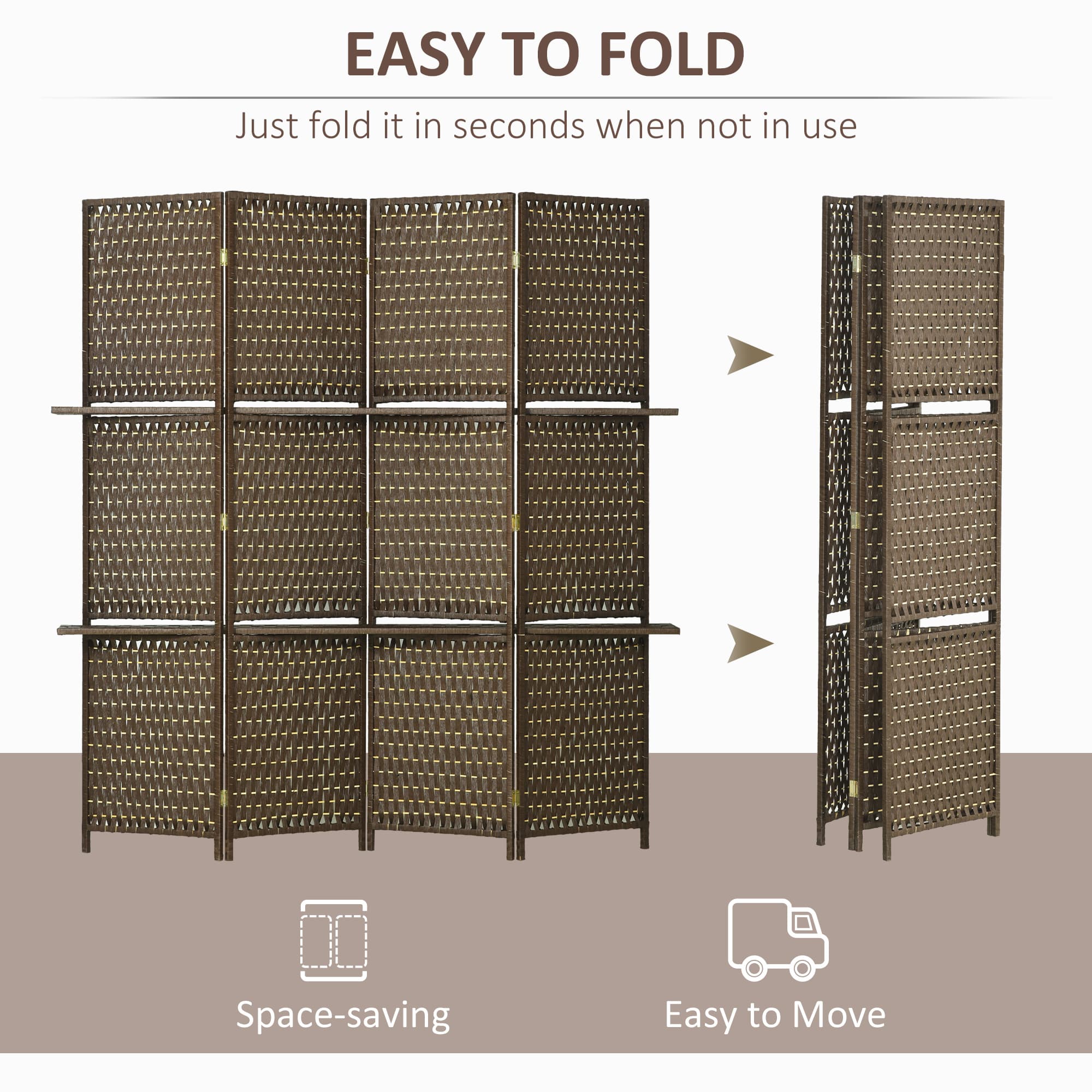 Create Instant Privacy: 4-Panel Room Divider with Shelves - image 5