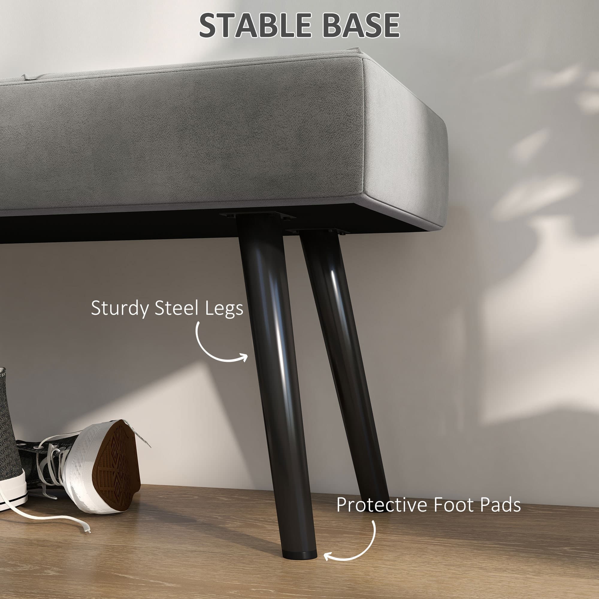 Transform Your Bedroom with this Grey Velvet End of Bed Bench - image 4