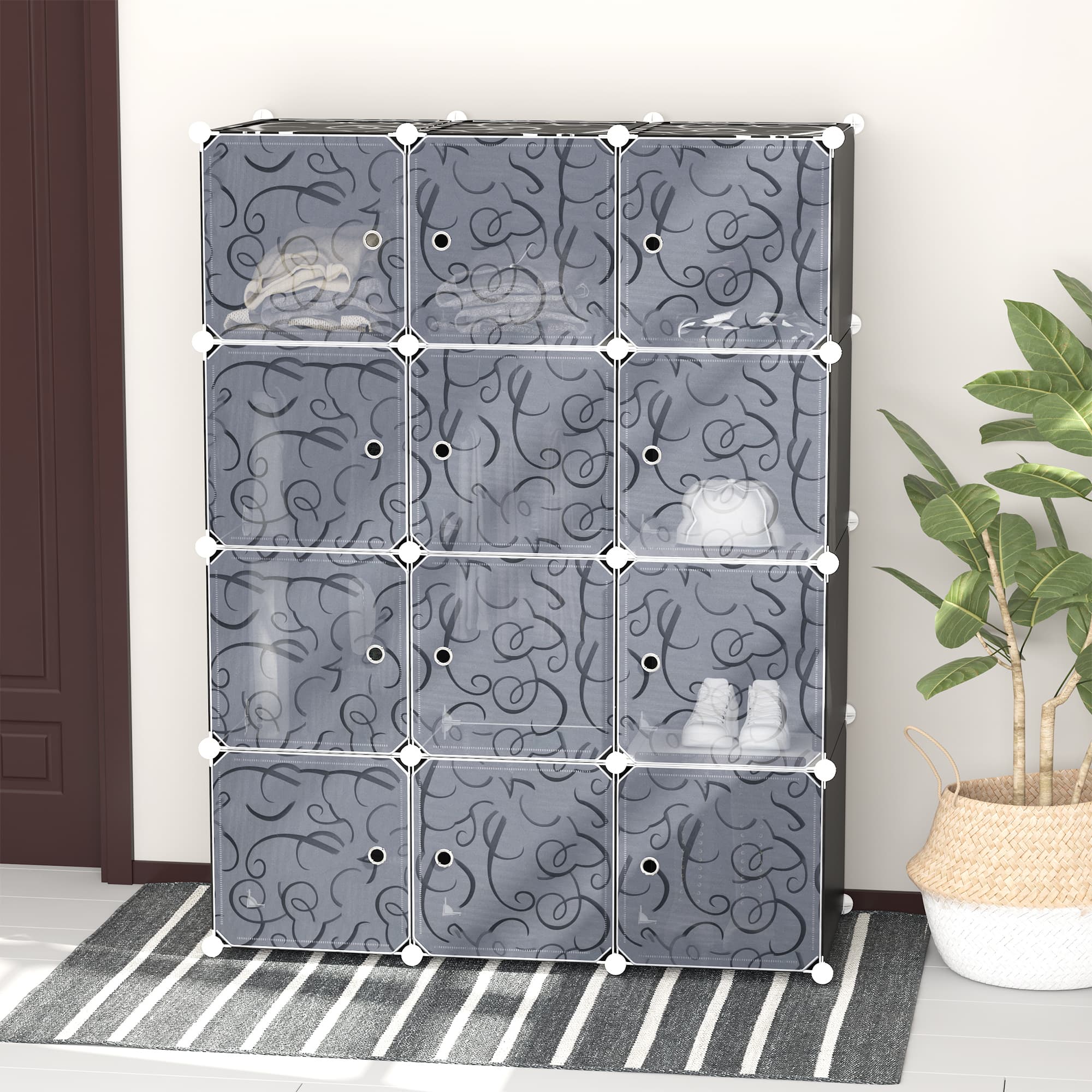 Modular 12-Cube Wardrobe with Hanging Rails for Space-Saving Storage - image 10