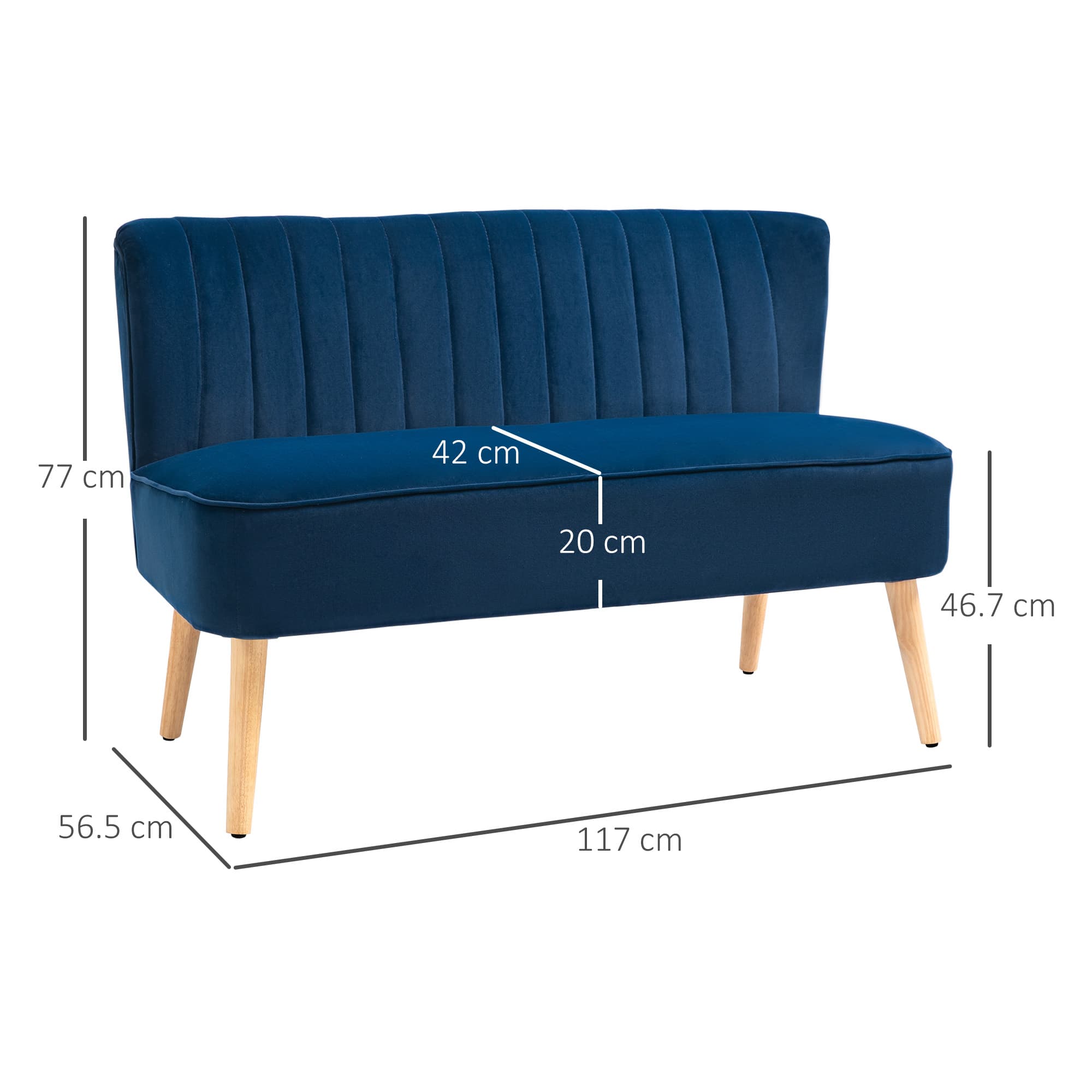 Modern Dark Blue 2-Seater Sofa for Effortless Comfort - image 4
