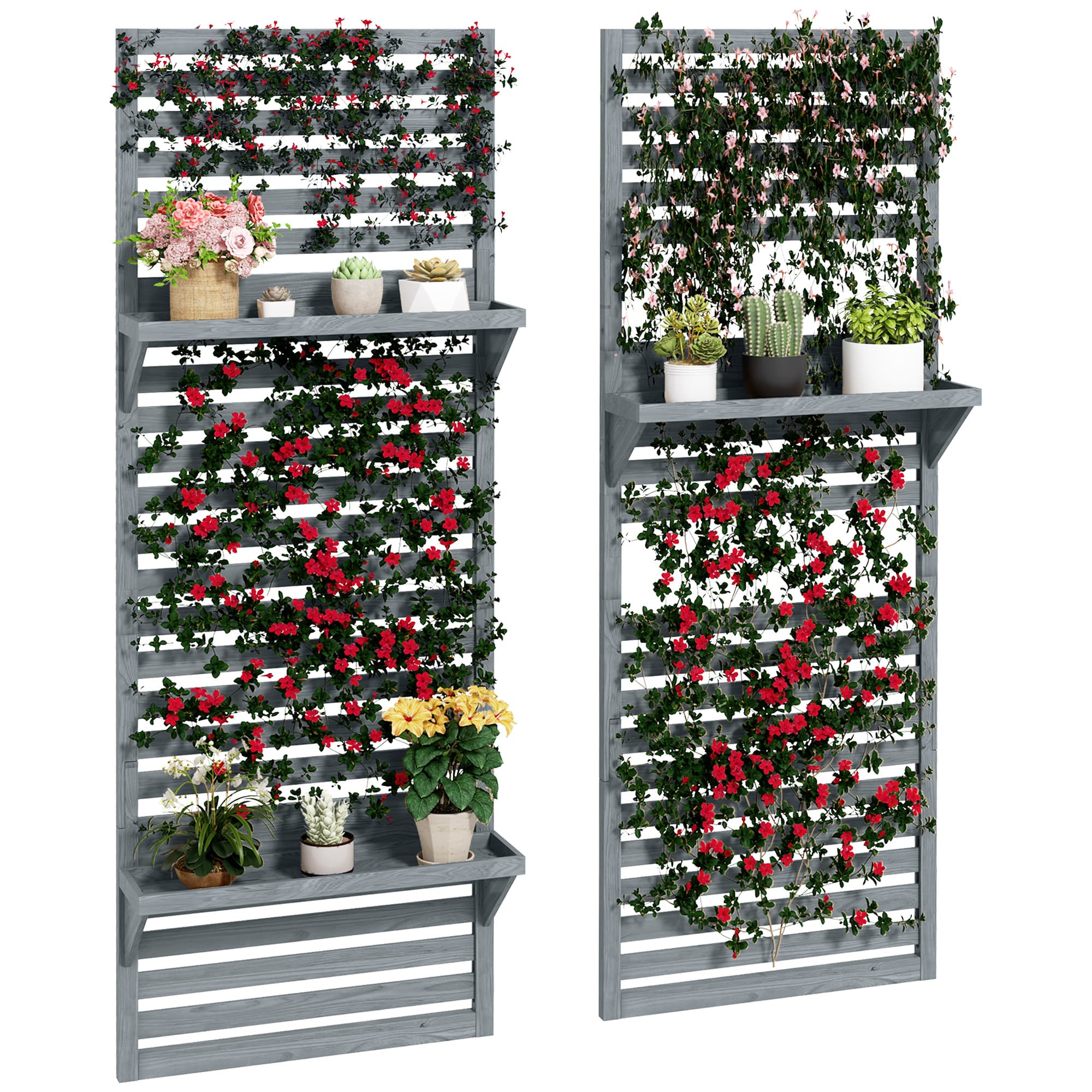 Transform Your Walls With This Grey Wooden Plant Stand Set - Grey