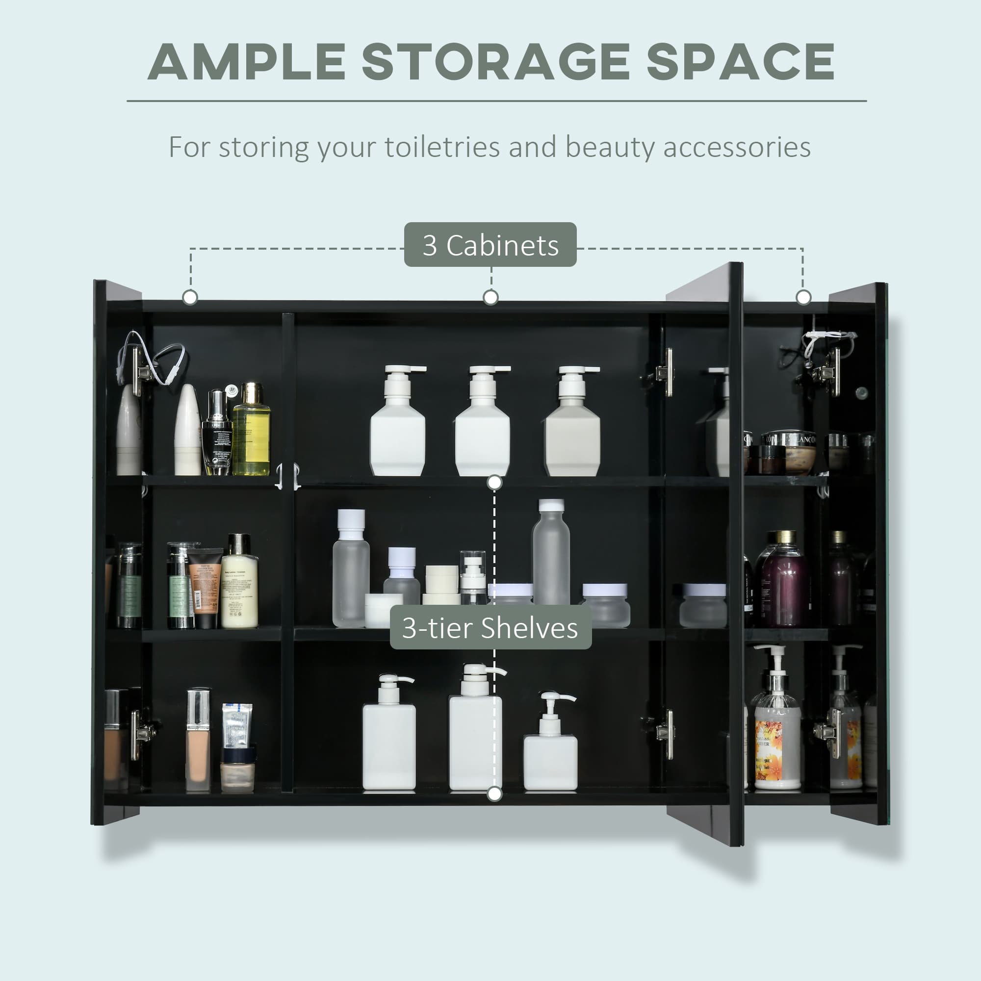 Illuminate Your Mornings with this Black LED Mirror Cabinet - image 2