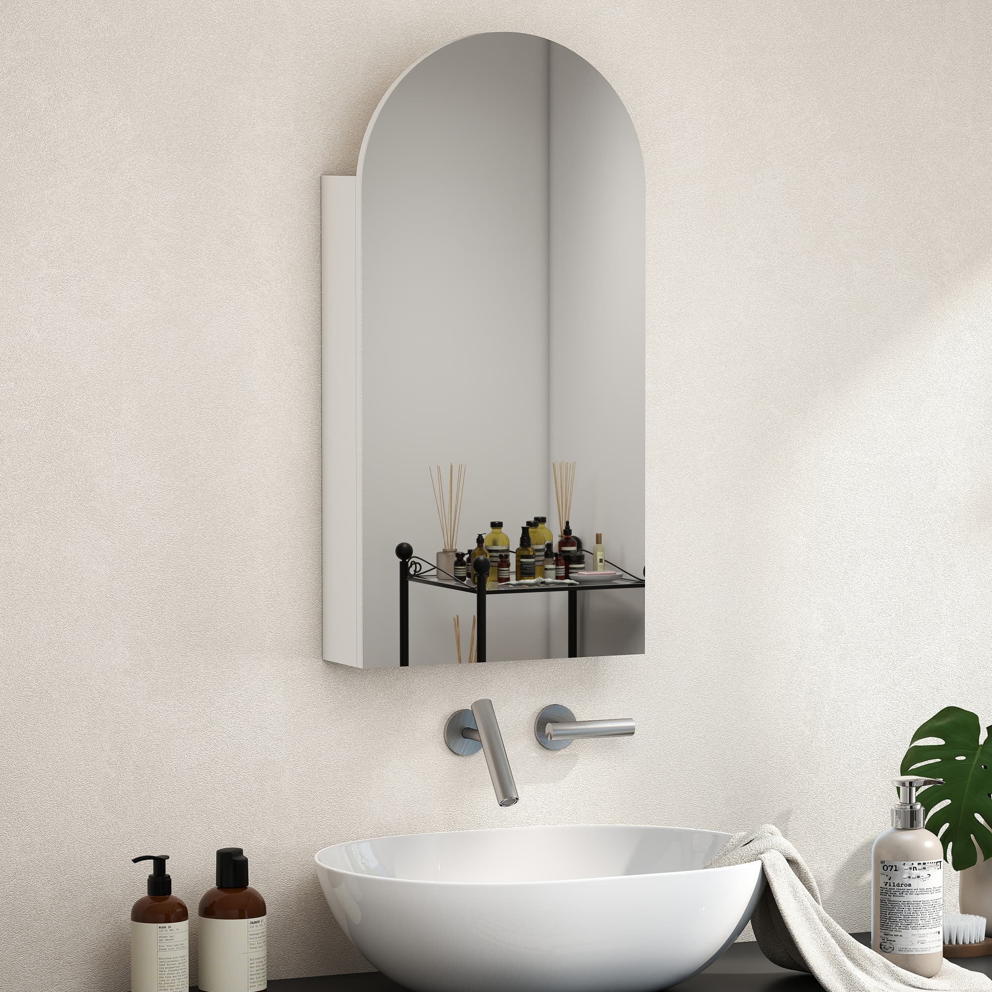 Maximise Space with this Elegant White Arched Mirror Cabinet - image 1