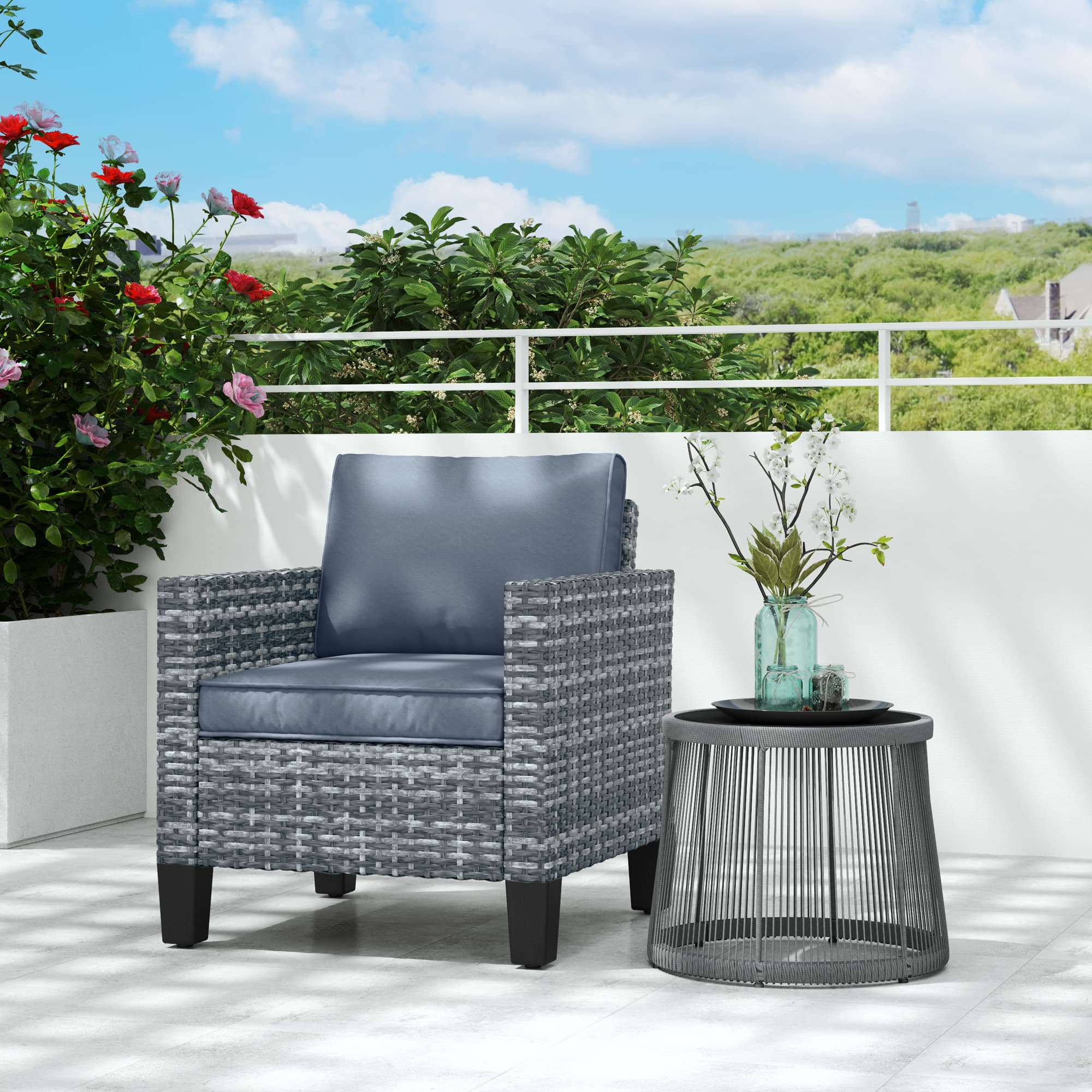 Sink Into Comfort with this Light Grey Rattan Armchair - image 2