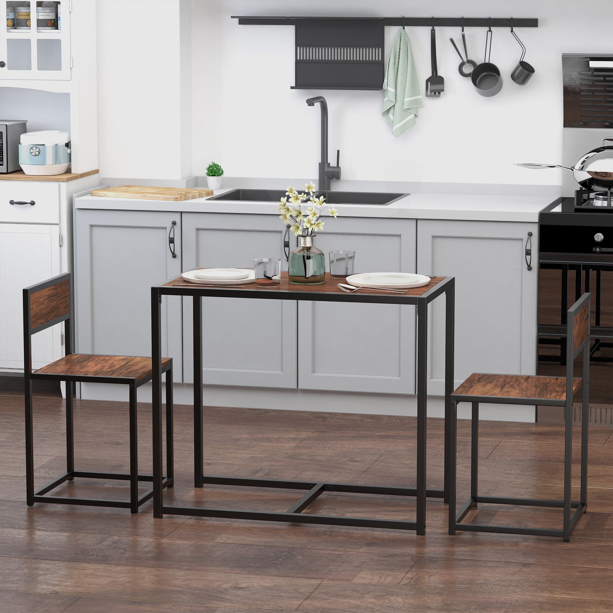 Transform Your Compact Kitchen with this 3-Piece Dining Set - image 4