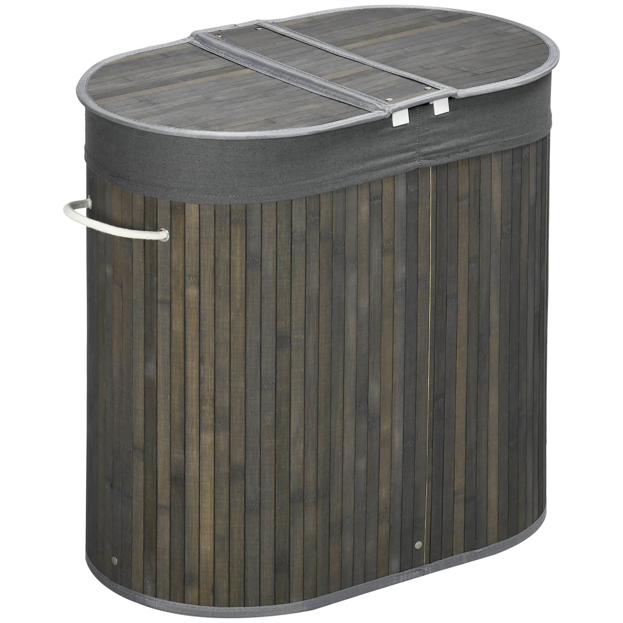 Sort laundry neatly in a grey bamboo 100 litre hamper - image 9