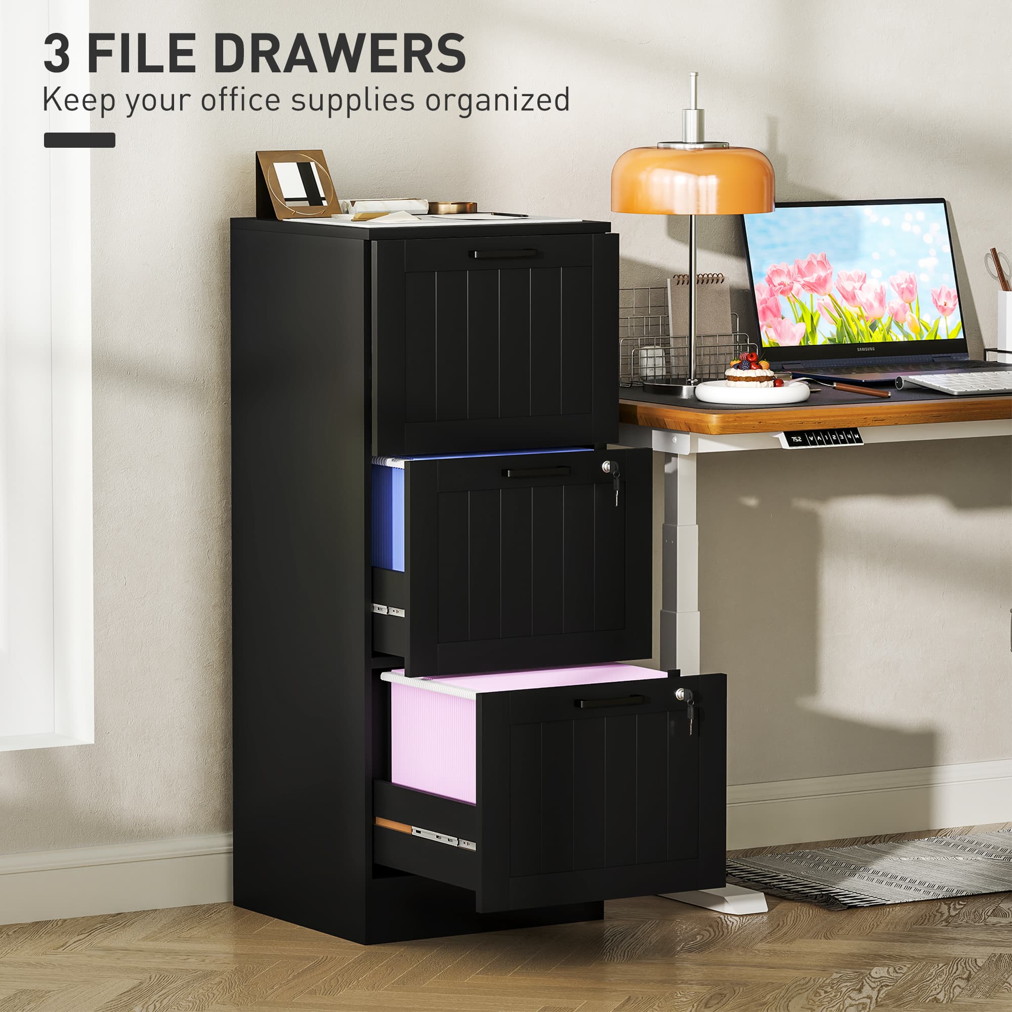 Secure 3-Drawer Black Filing Cabinet for Your Home Office - image 4