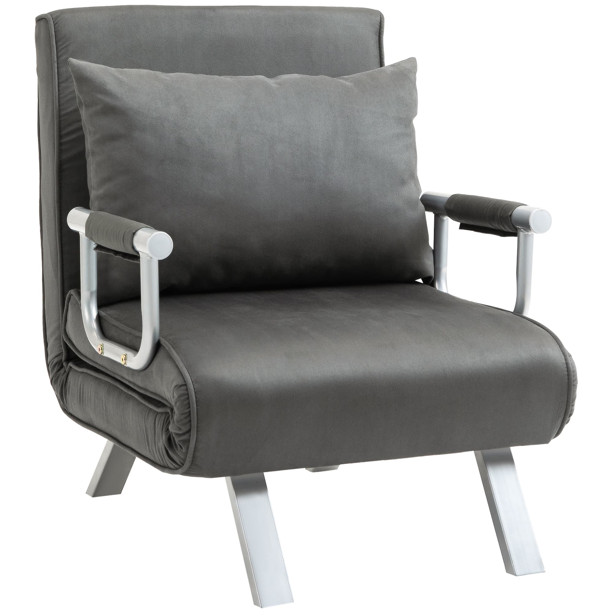 Transform Your Space with this 4-in-1 Grey Faux Suede Chair Bed - Grey