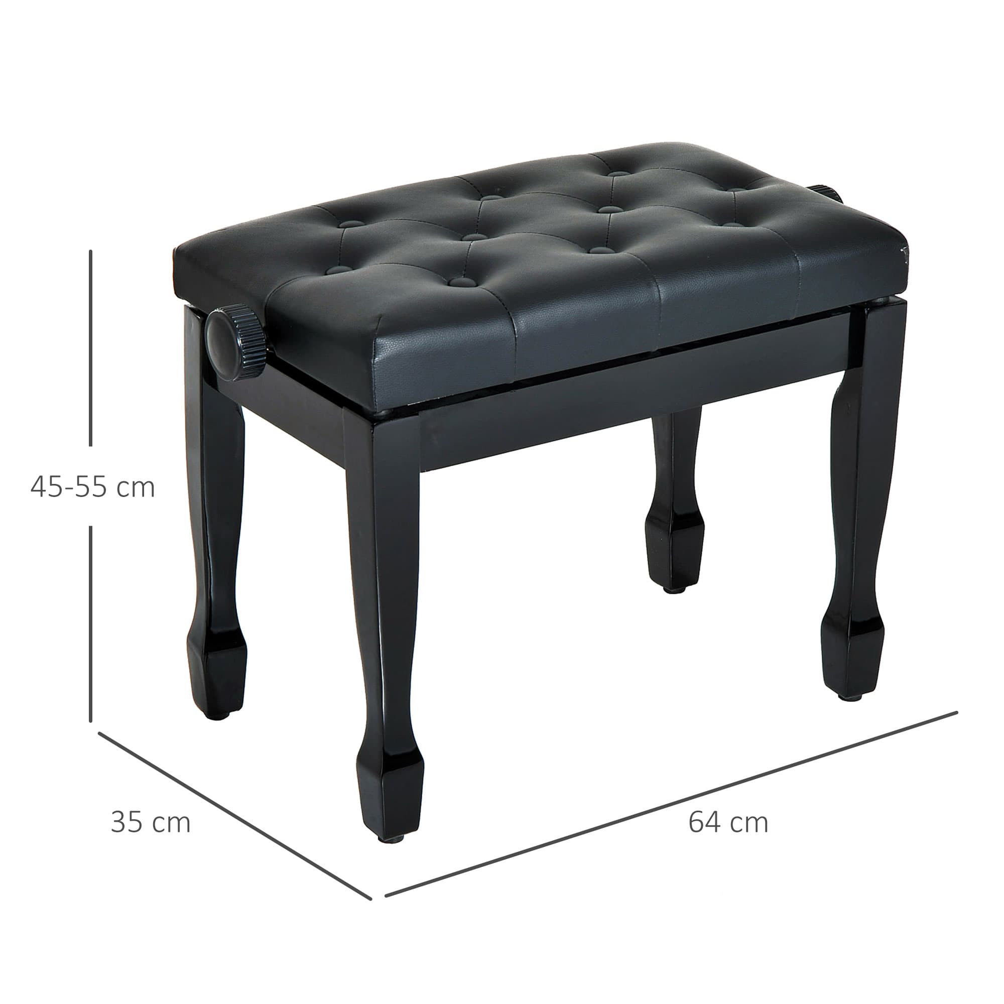 Height Adjustable Tufted Piano Stool & Dressing Bench - image 2