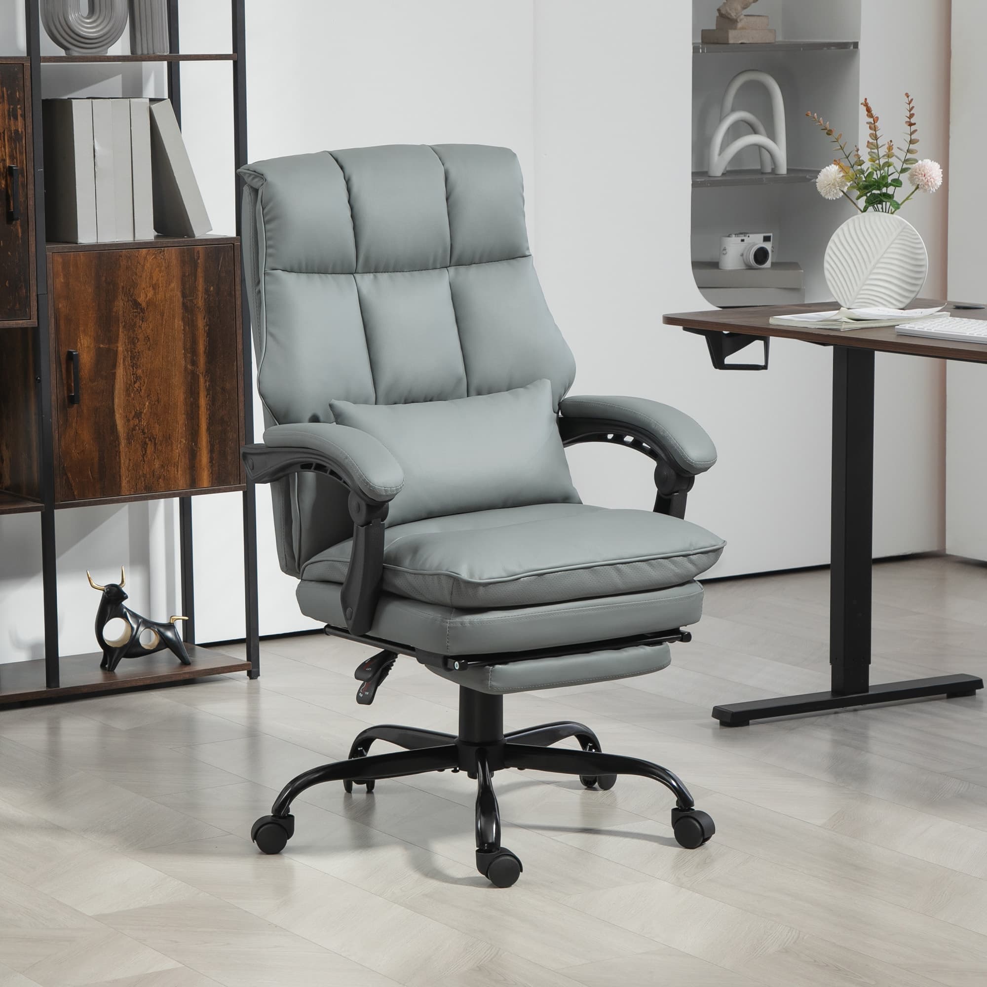 Discover Ultimate Comfort: Grey Reclining Office Chair - image 5