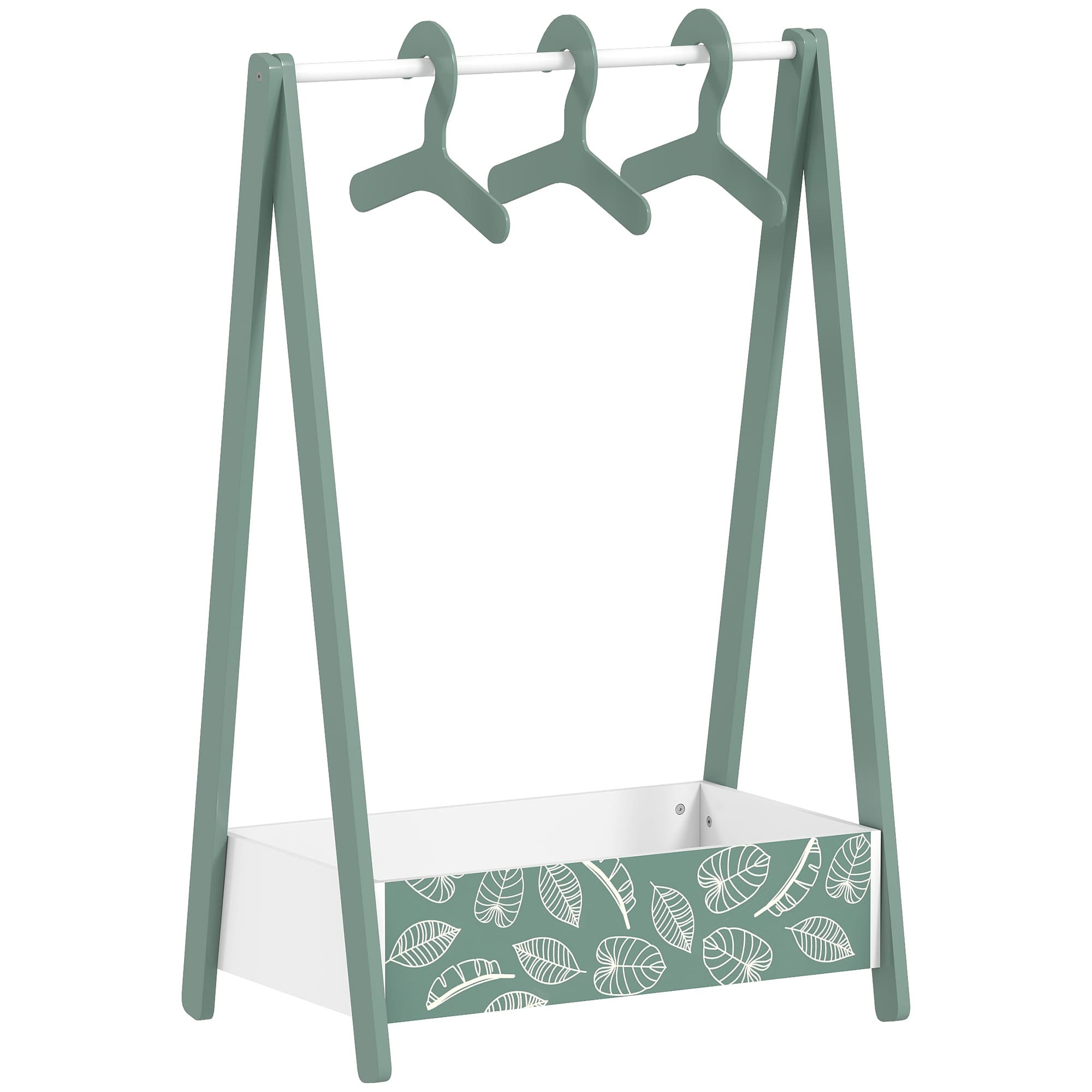 A children's clothing rack with leaf print storage box and hangers - image 6