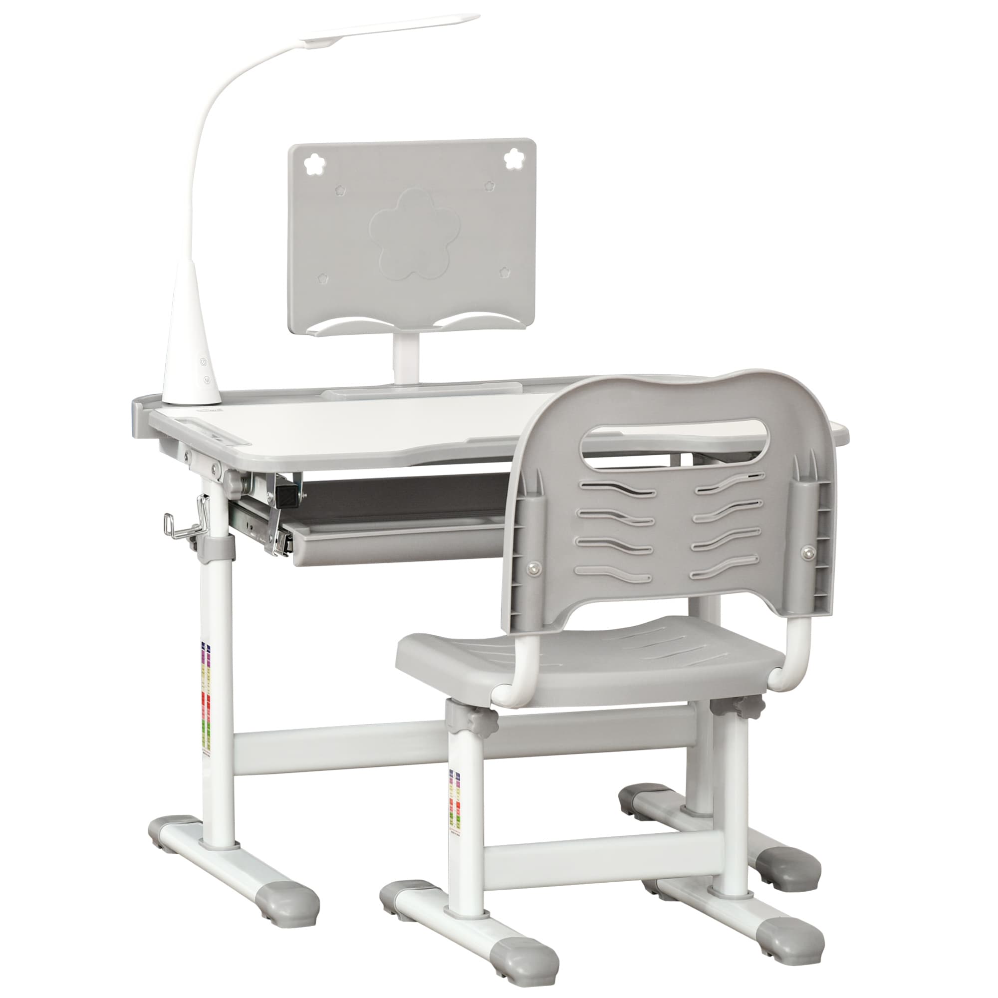 Ergonomic Grey Kids Study Desk and Chair Set for Growing Minds - Grey