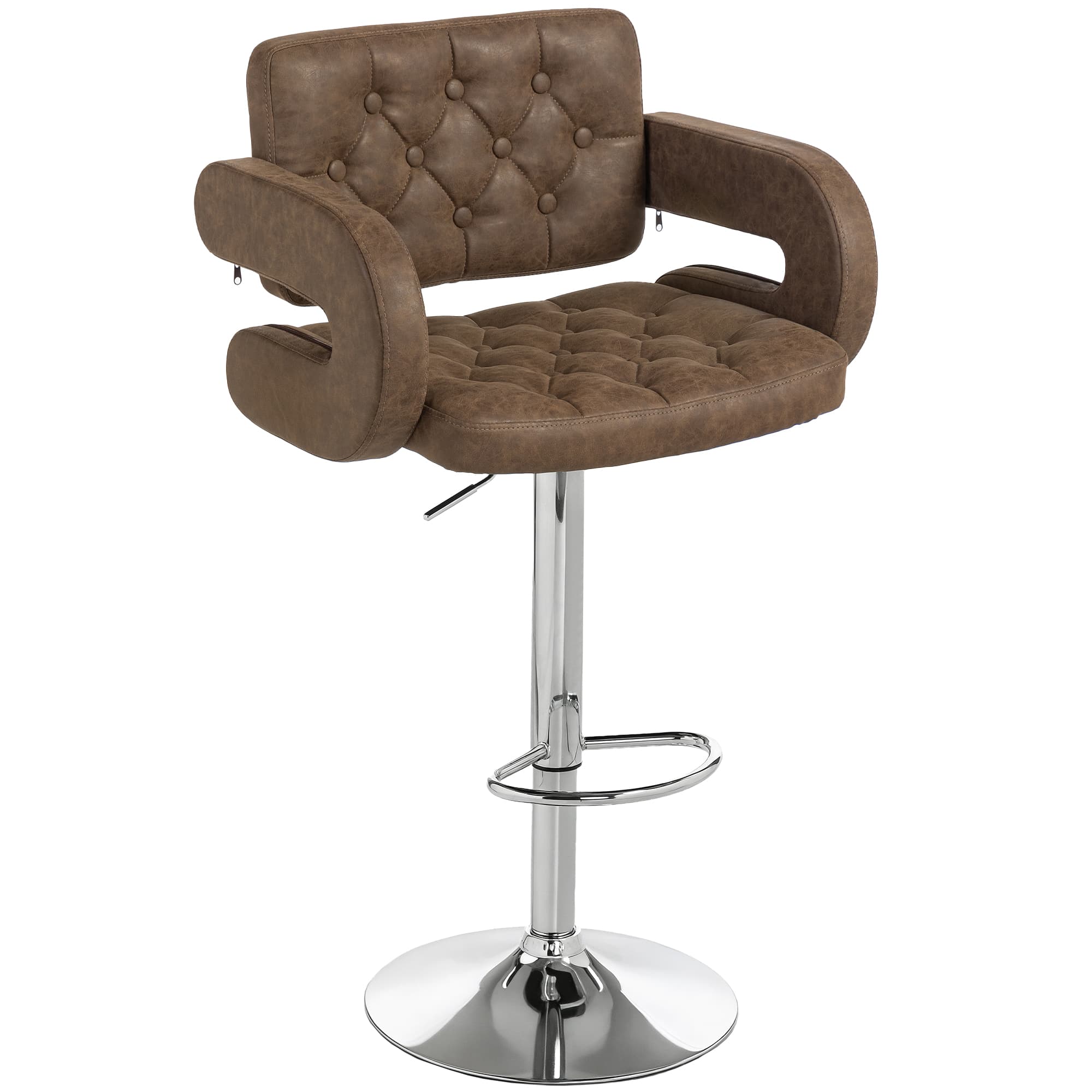 Effortless Comfort: Adjustable Coffee PU Leather Bar Stool