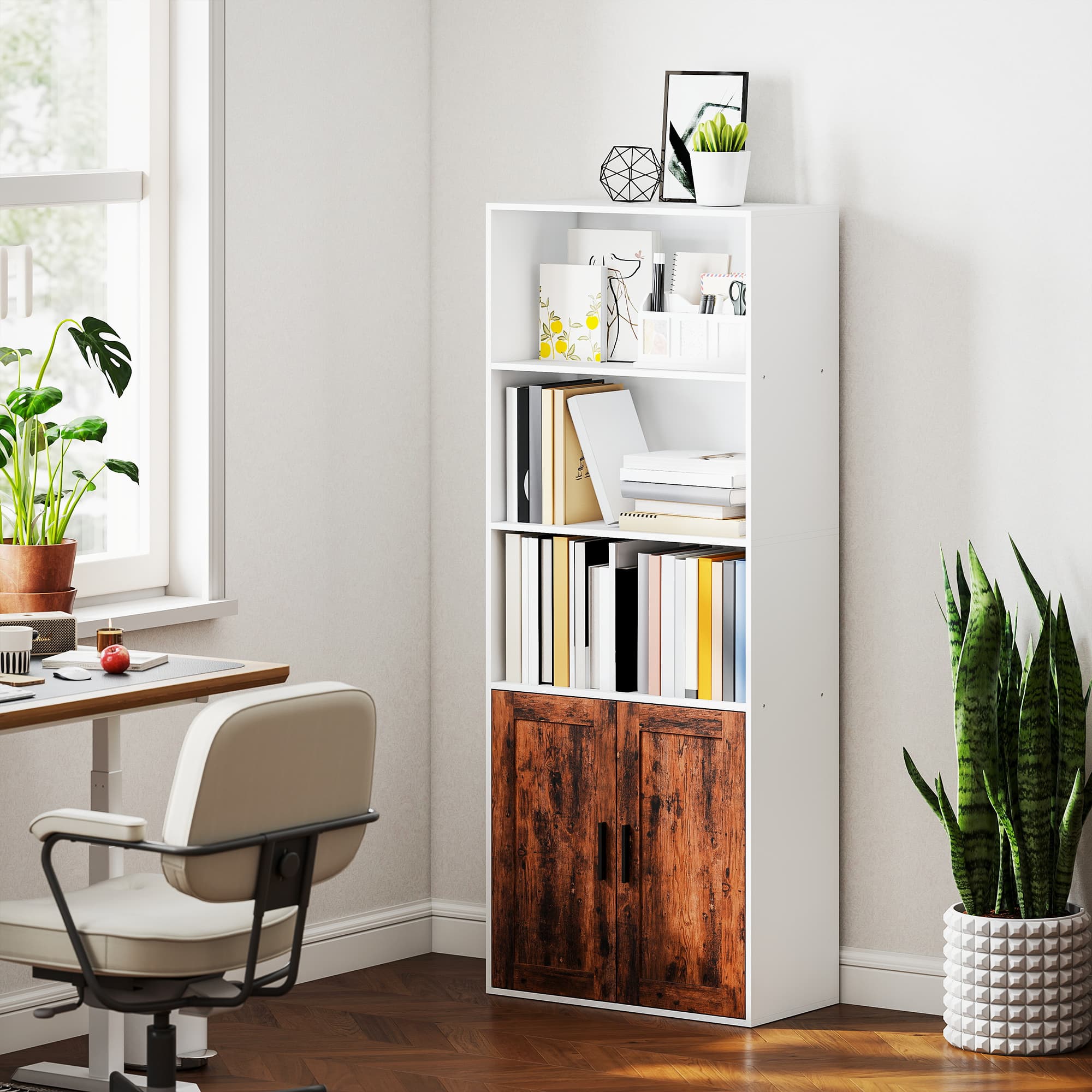 Transform Your Space With This Rustic Brown 5-Tier Bookcase - image 5