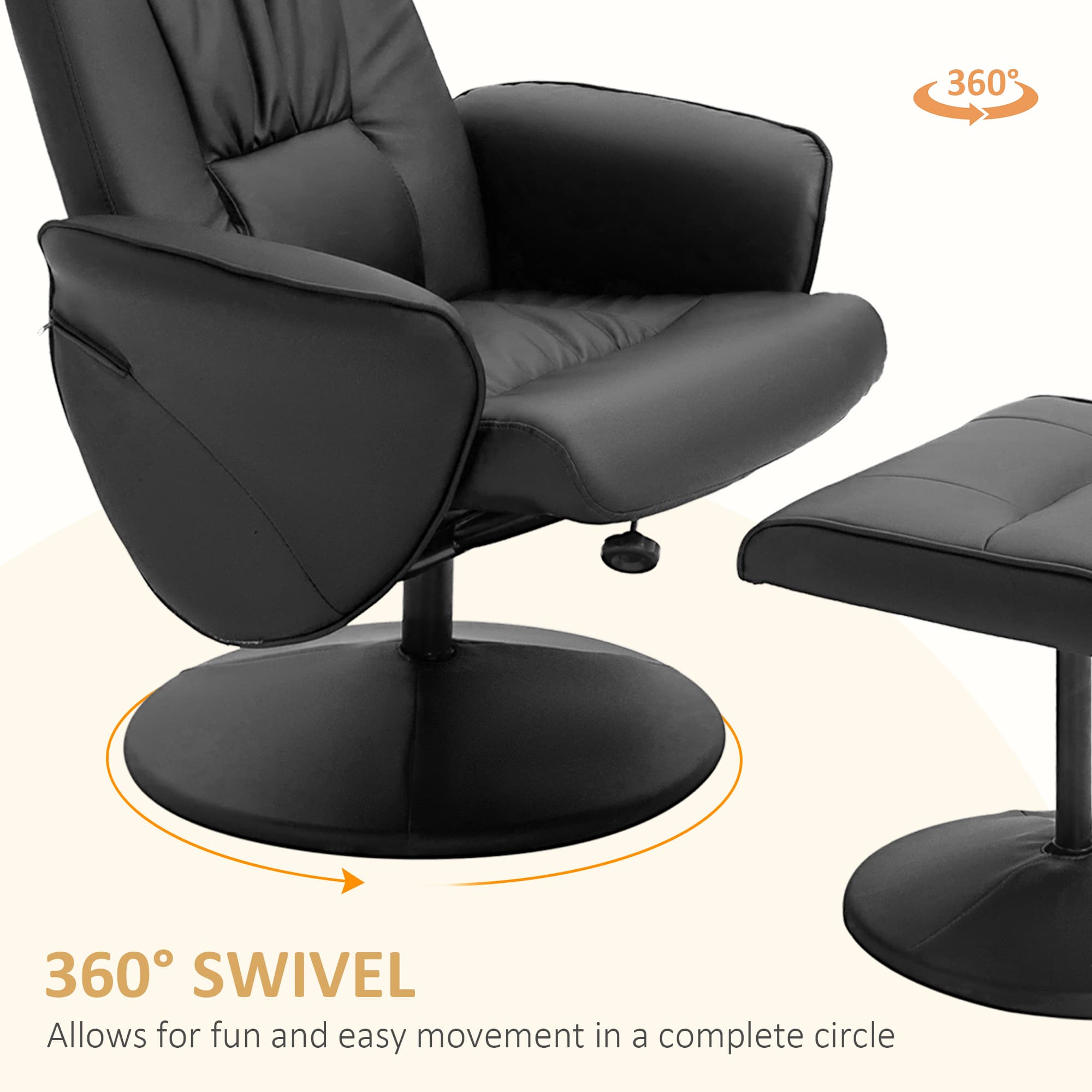 Transform Your Lounge with this Black Swivel Recliner & Stool - image 2