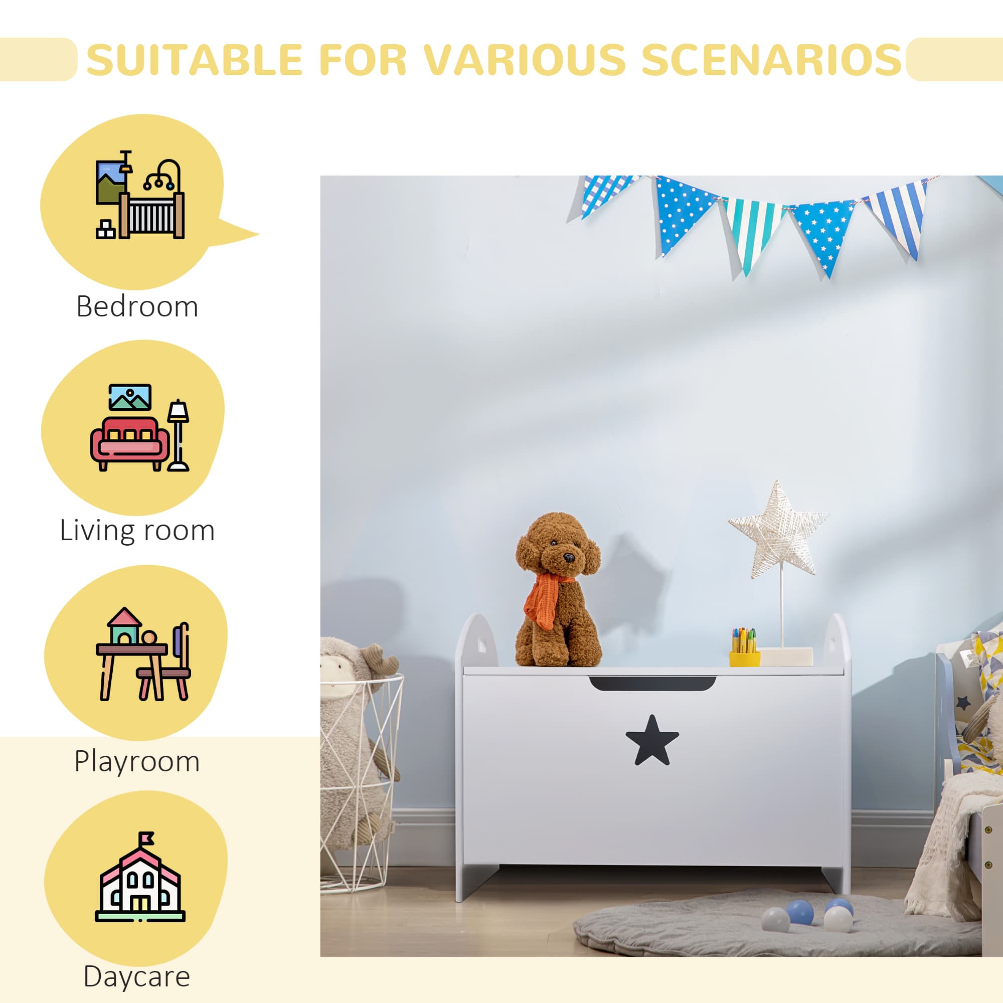 White Toy Storage Box for Children's Rooms - image 7