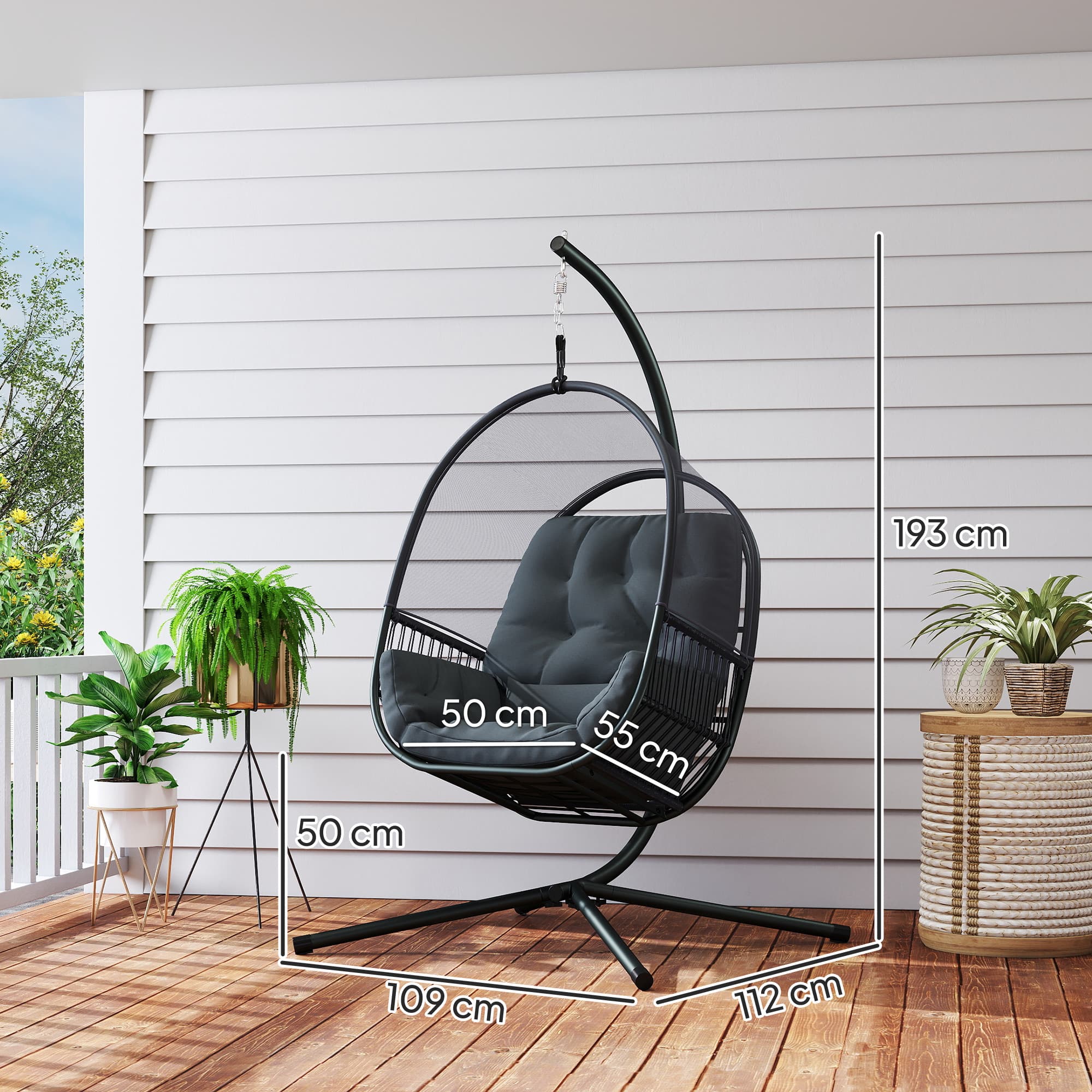 Transform Your Space with this Dark Grey Hanging Egg Chair - image 4