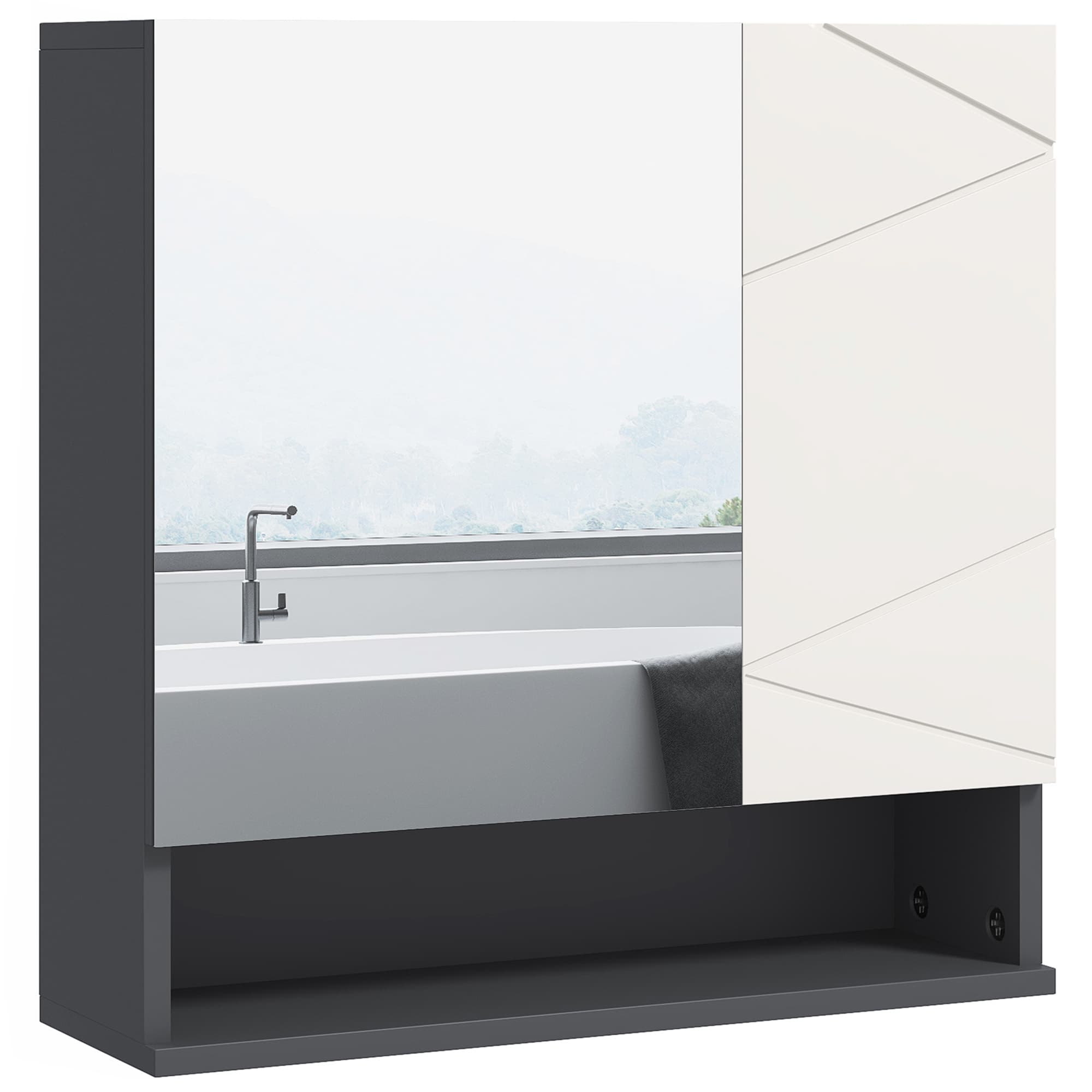 Wall Mounted Bathroom Mirror Cabinet in Grey - image 6