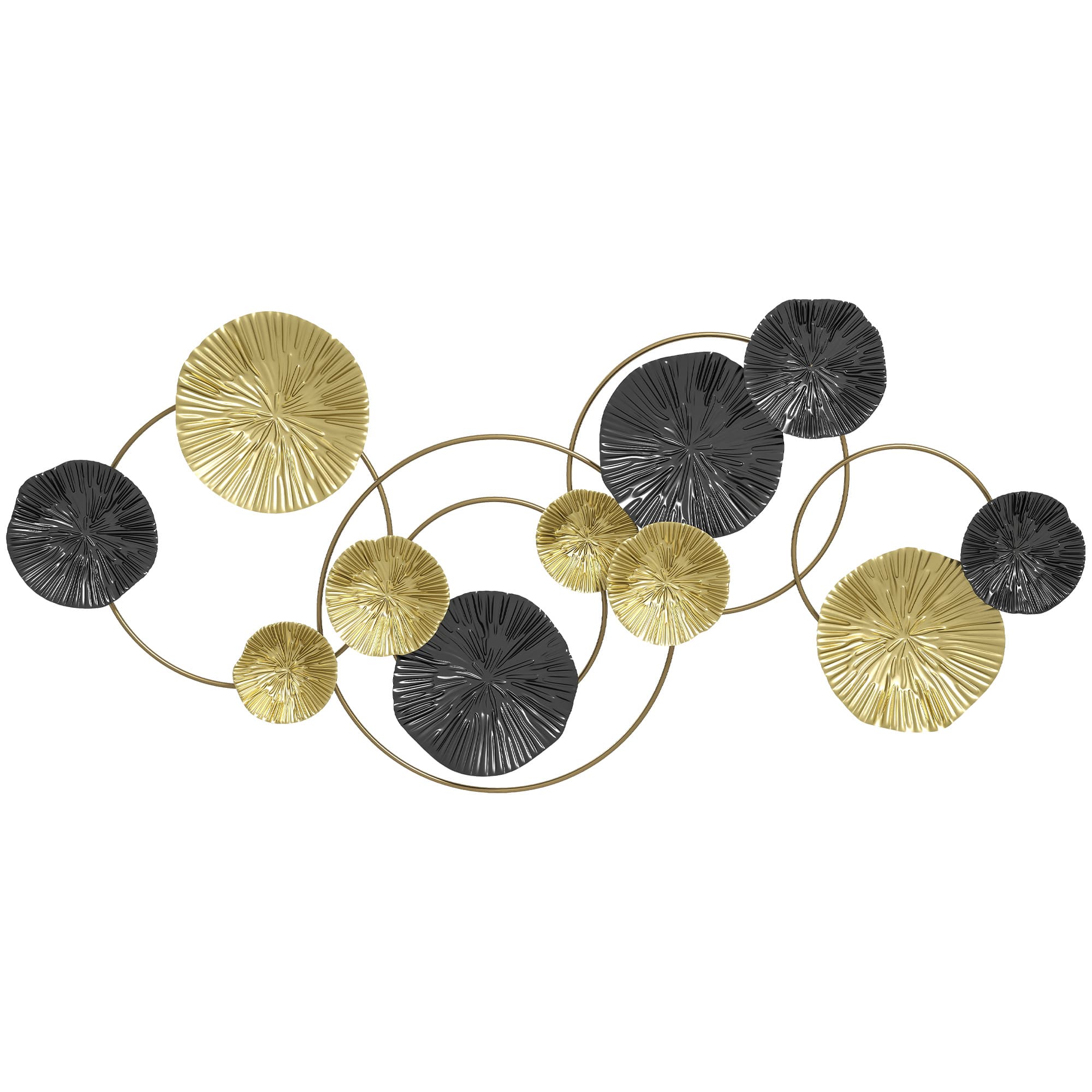 Transform Your Space with Modern Multi-Disc Metal Wall Art - Gold Tone and Silver Grey