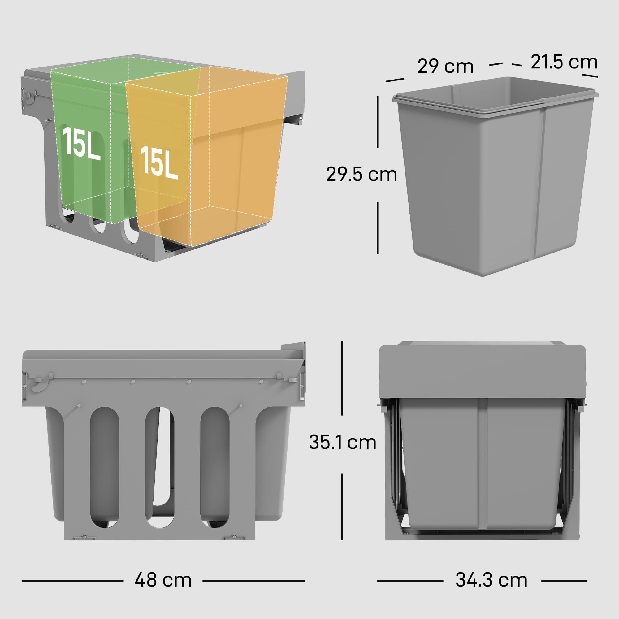 Effortless Kitchen Recycling: 30L Pull Out Under Sink Bin - image 2