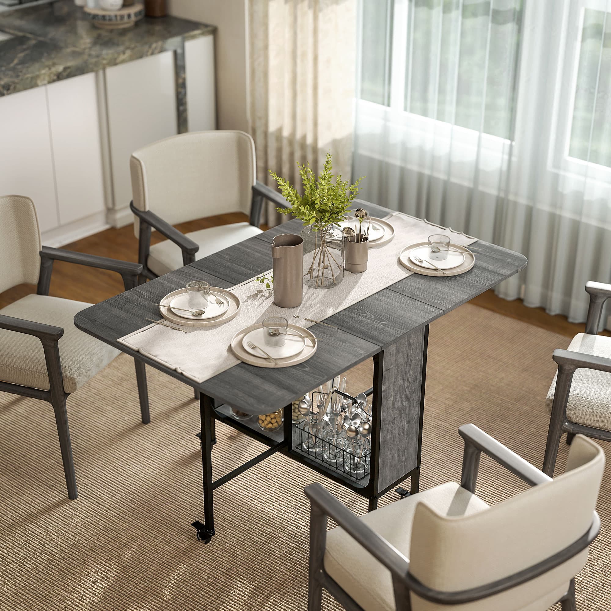 Transform Your Space with this 6-Seater Drop Leaf Dining Table - image 1