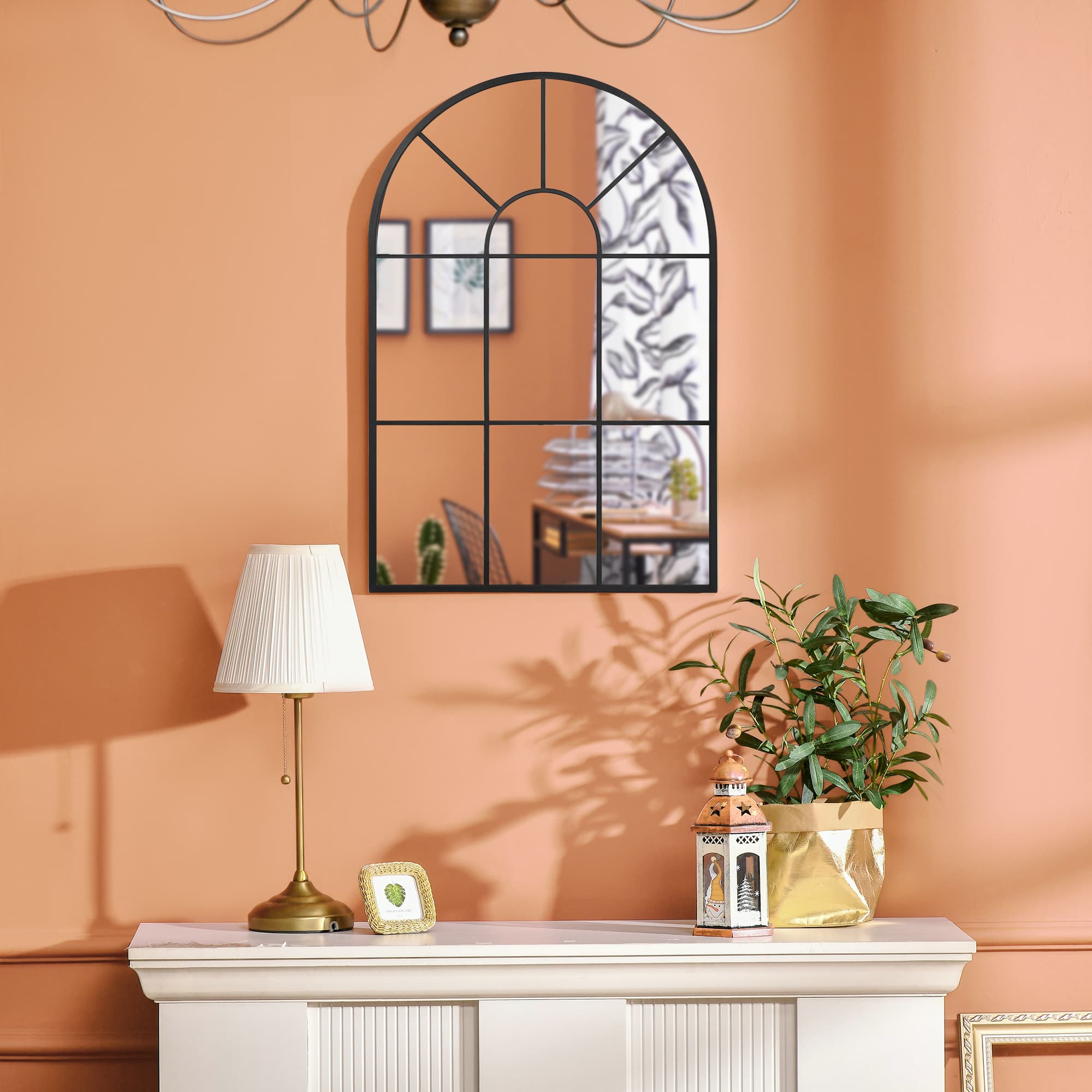 Transform Your Space with this White Arched Grid Mirror - image 1