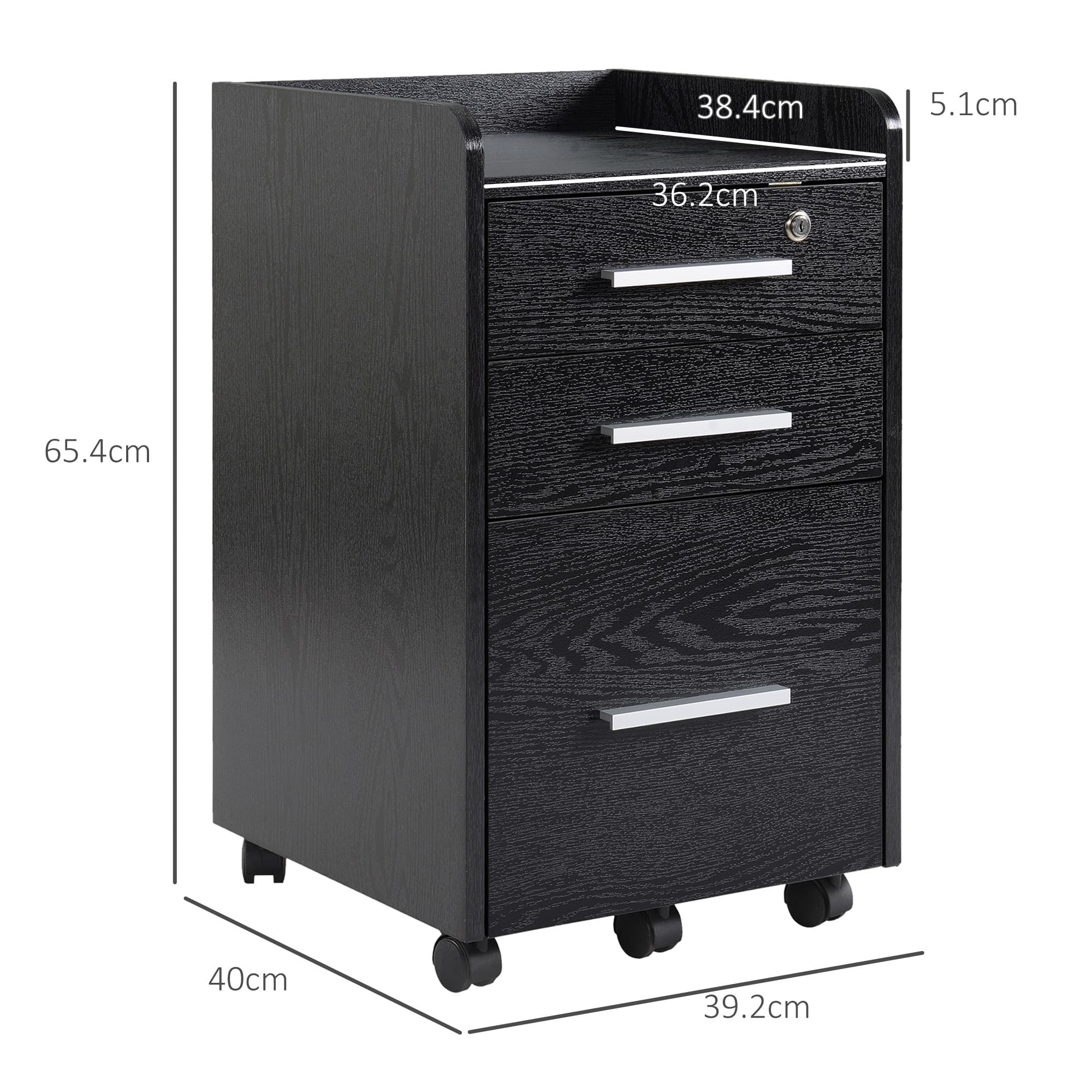 Secure Your Workspace with this Black 3-Drawer Filing Cabinet - image 1
