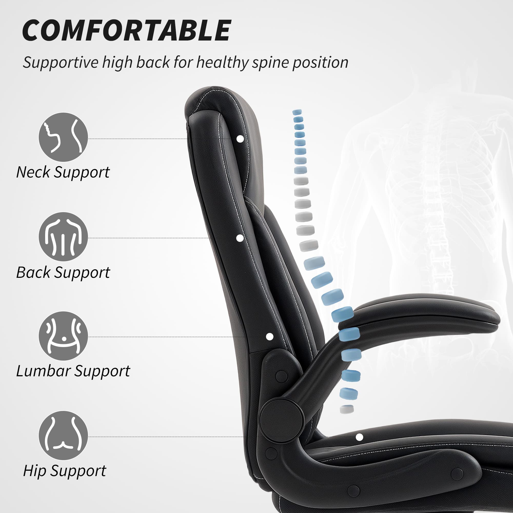 Premium Black Faux Leather Office Chair for All-Day Comfort - image 2
