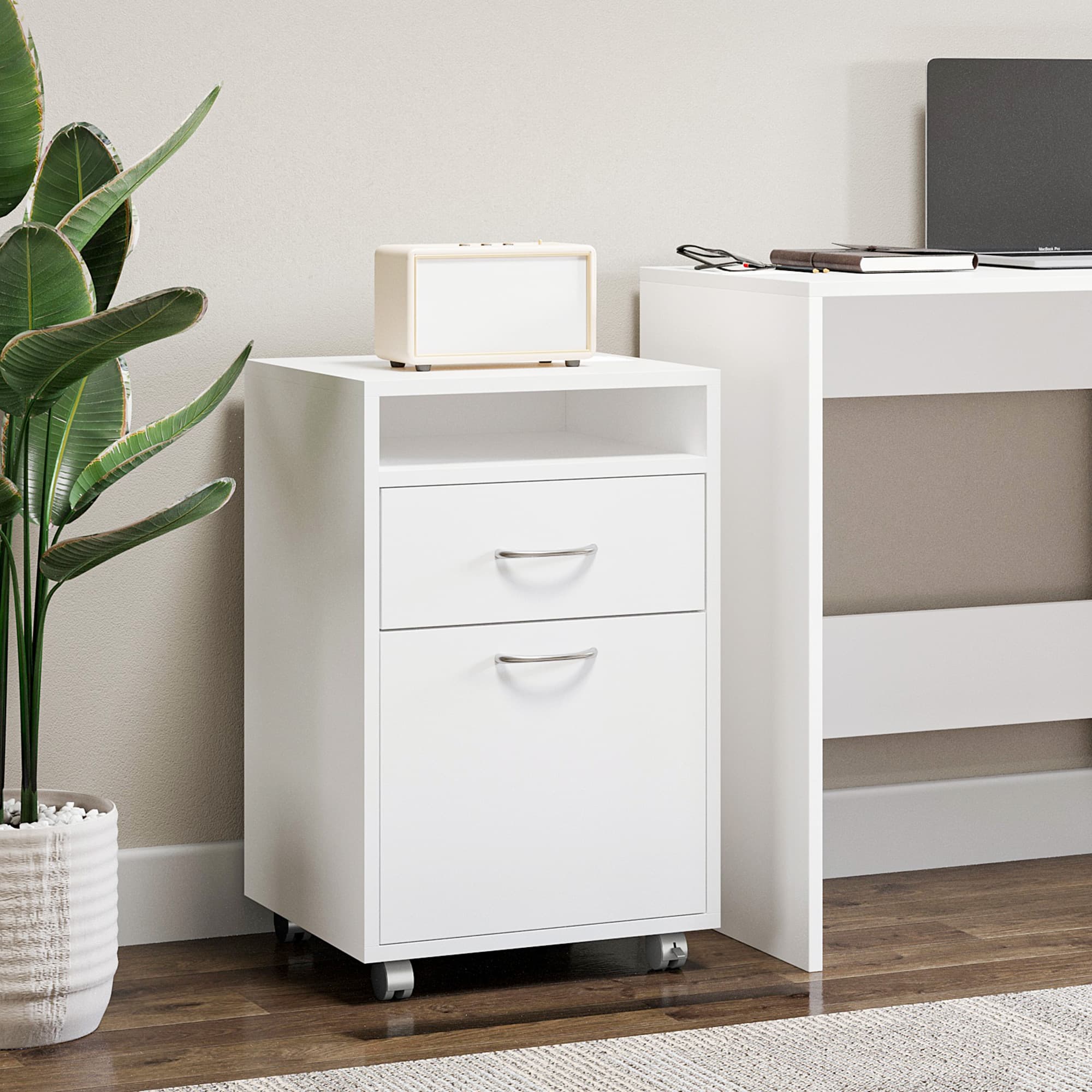 White Mobile Filing Cabinet For Home Office Storage - image 2